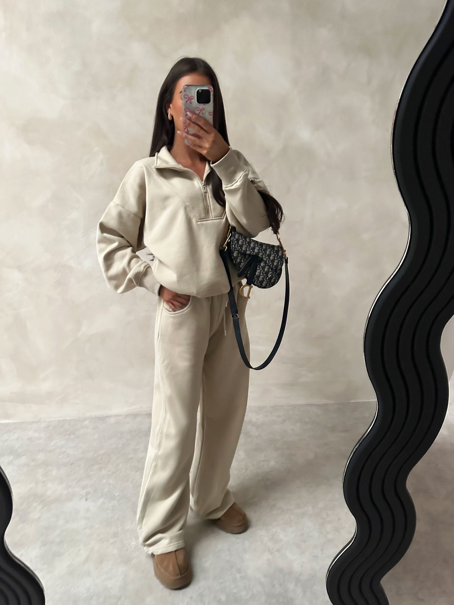 Half zip tracksuit - beige