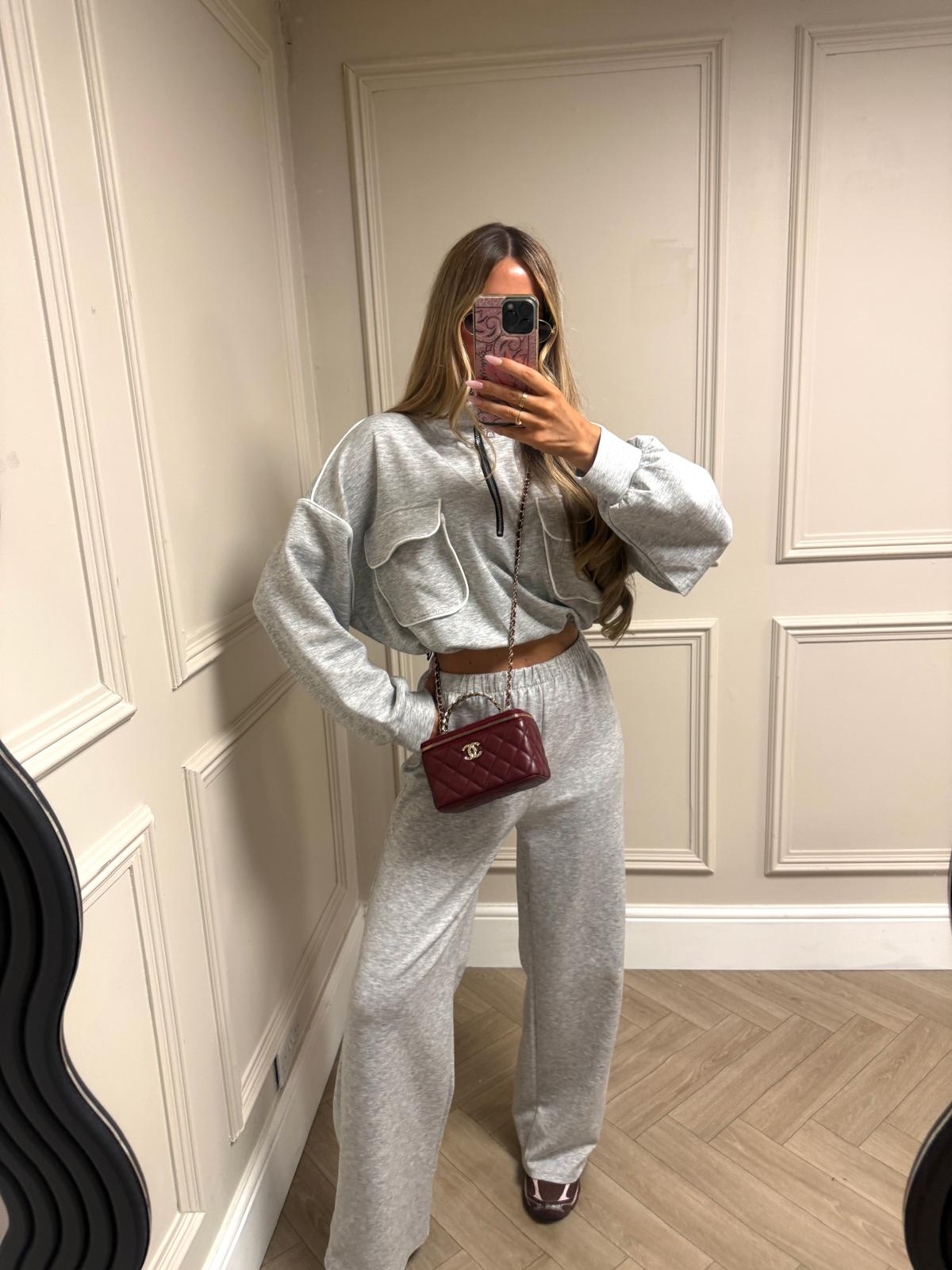 Contrast pocket tracksuit - Grey