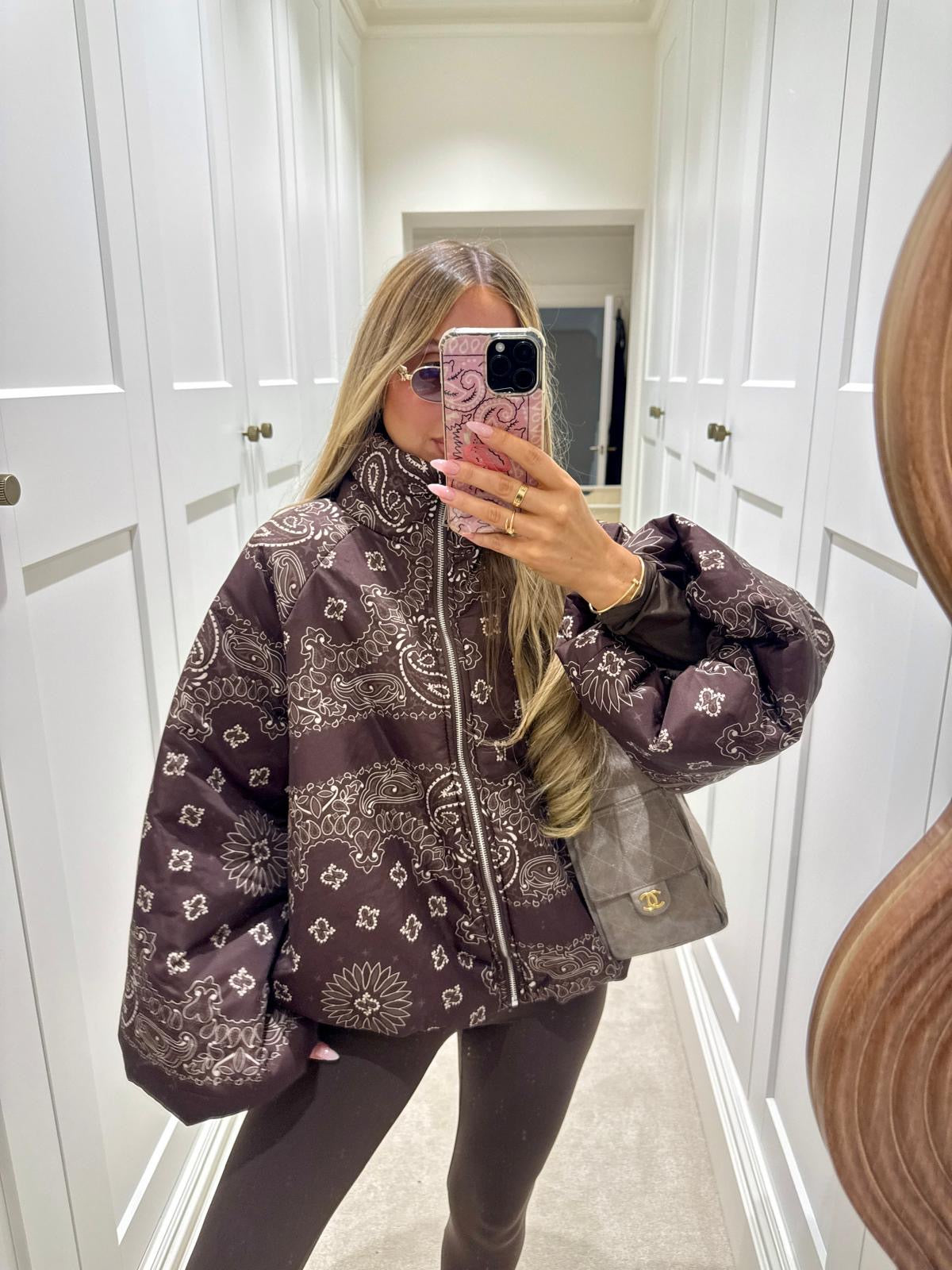 Bandana puffa jacket - brown