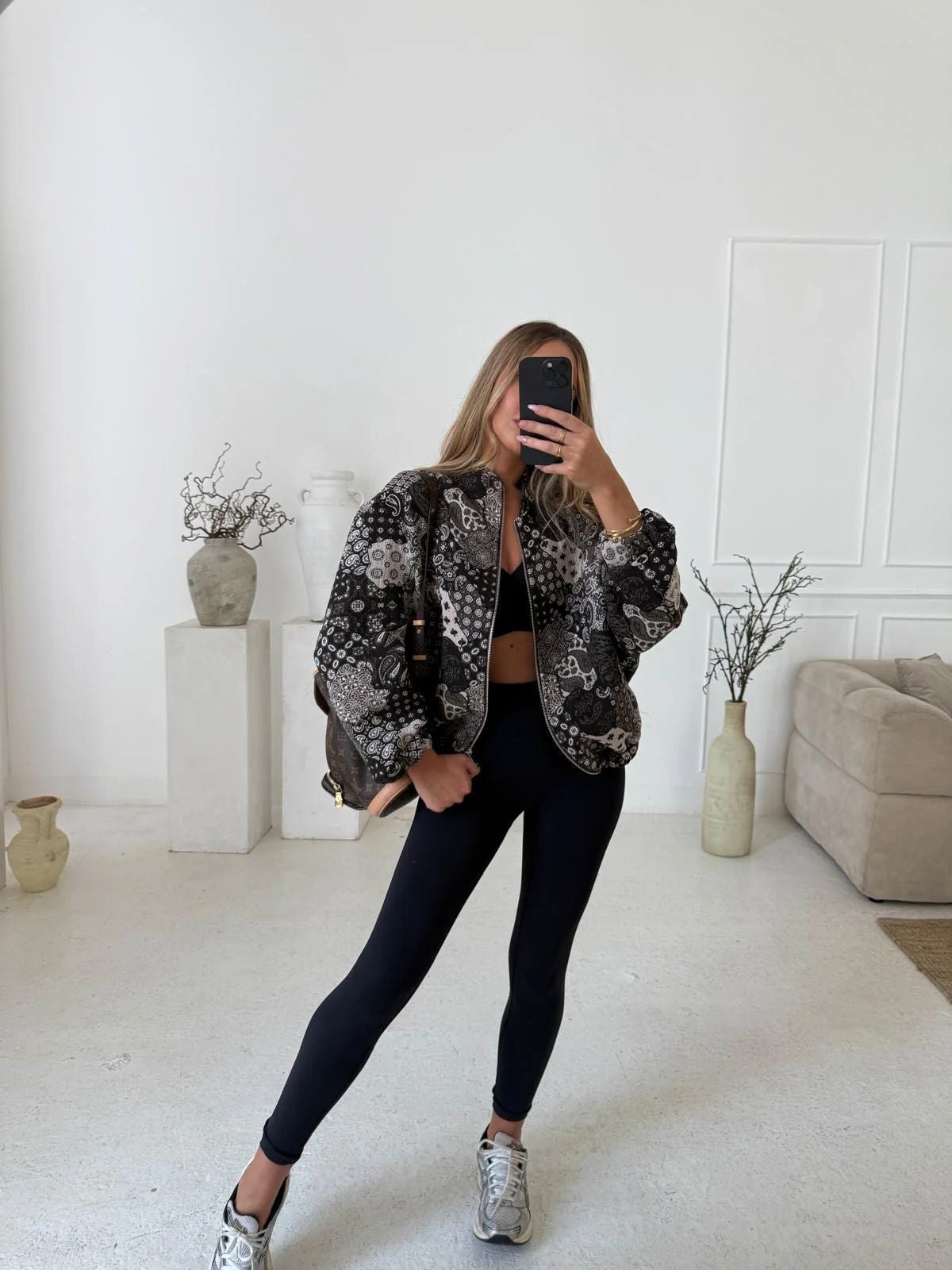 Bandana bomber jacket - black