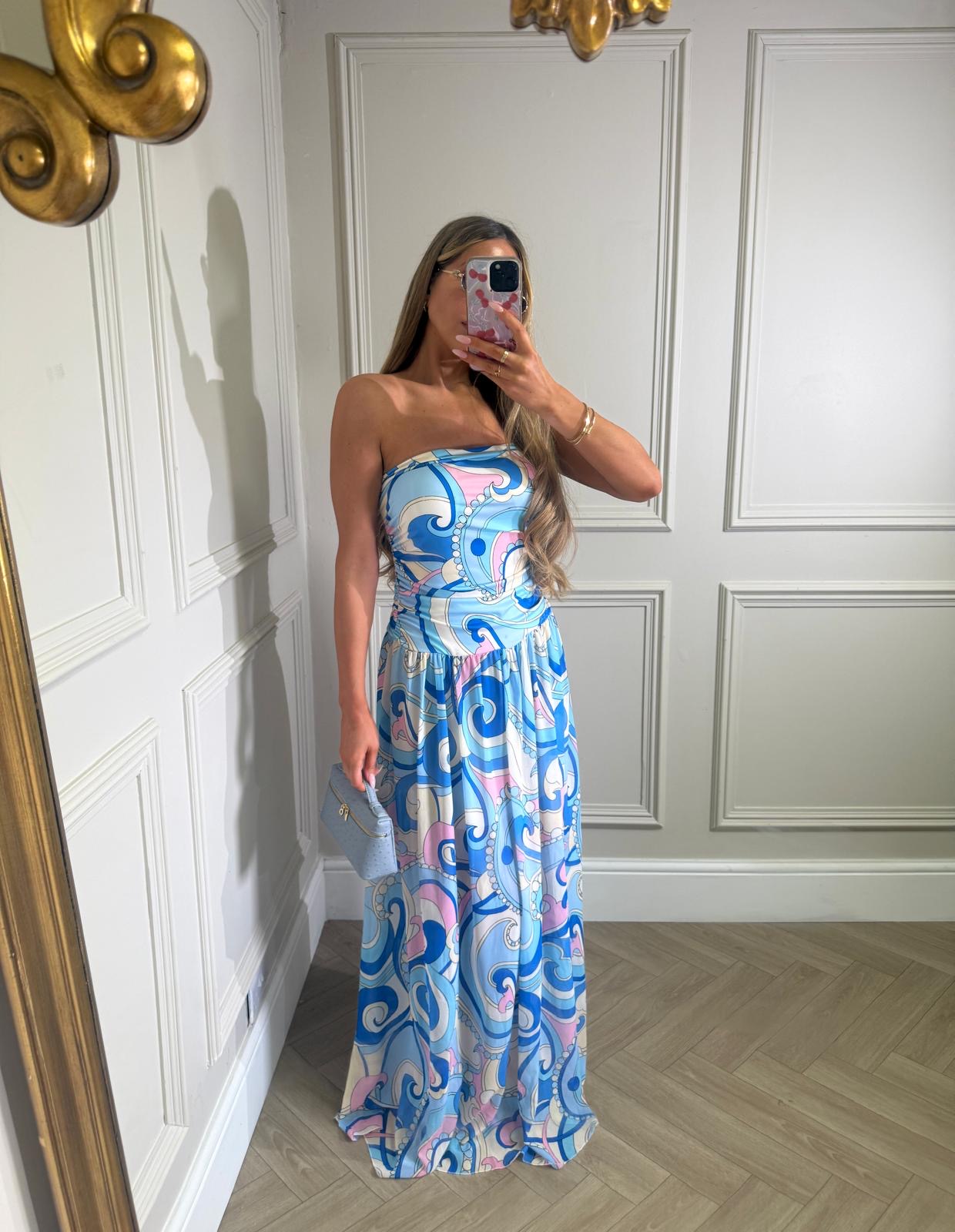 Callie swirl maxi dress - blue