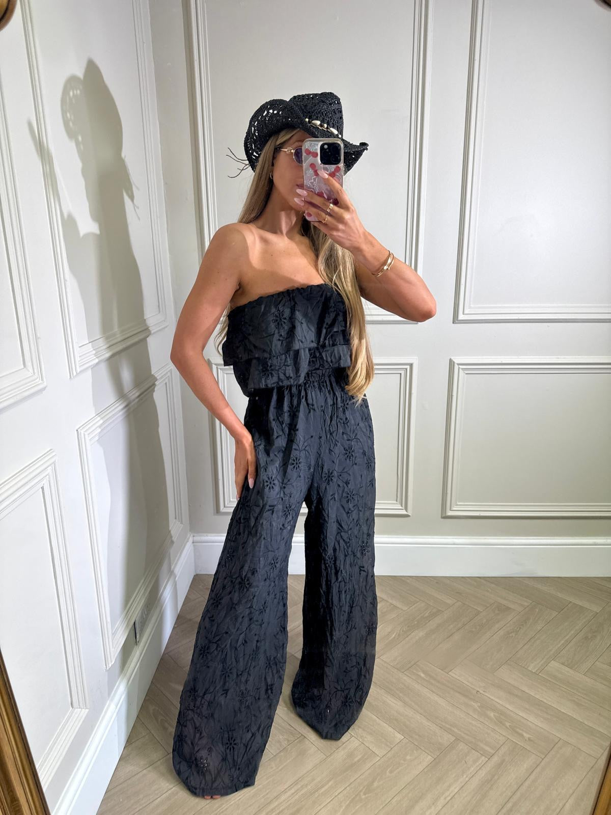 Broiderie Jumpsuit - black