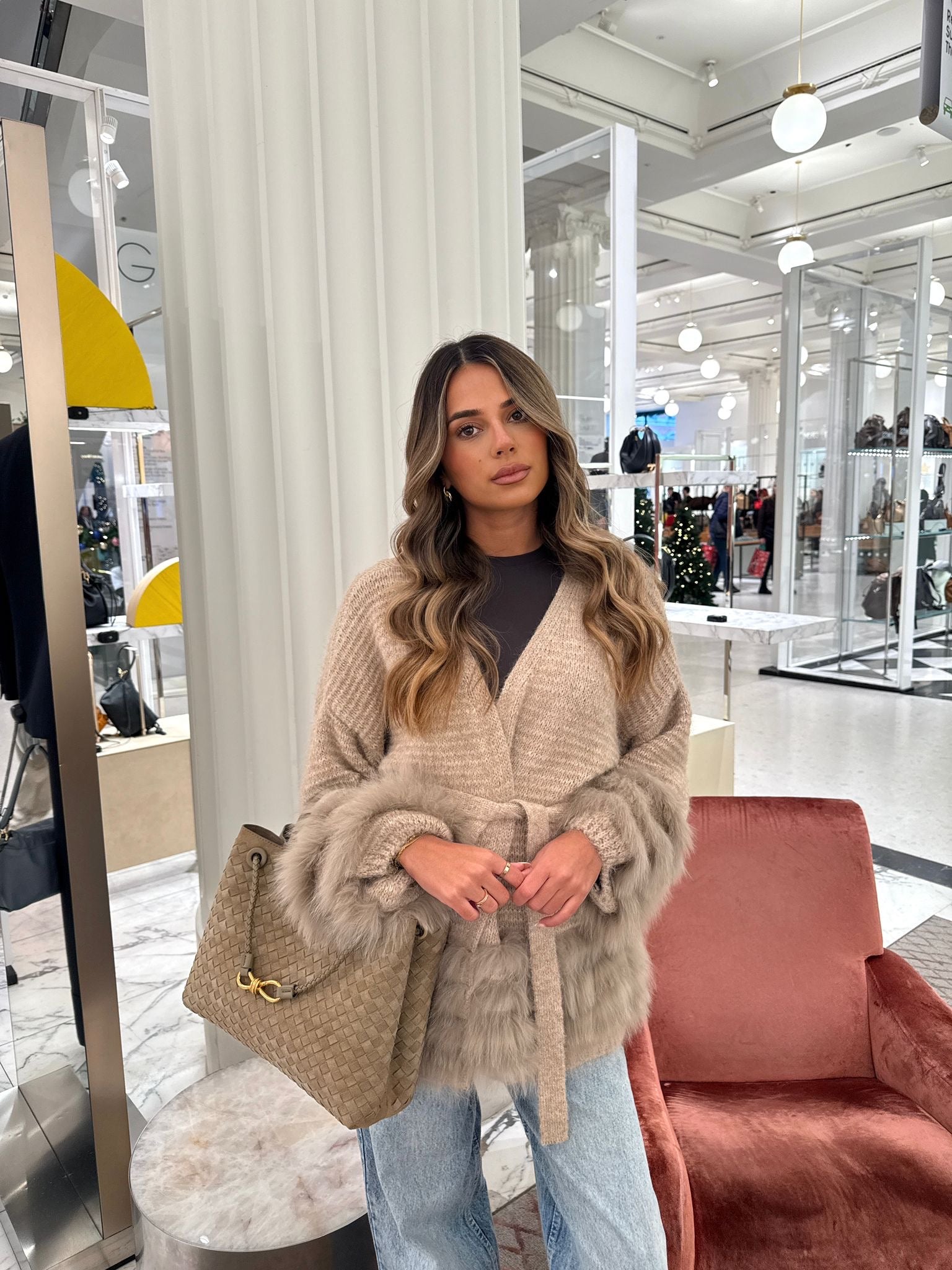 Abigail fur cardigan - taupe