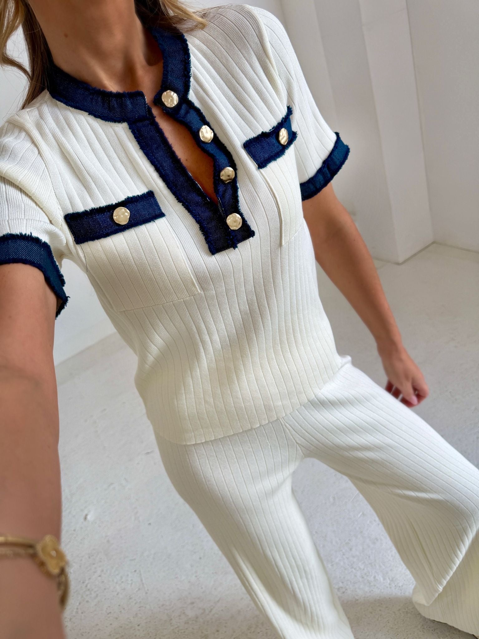 T-shirt denim lounge set - white