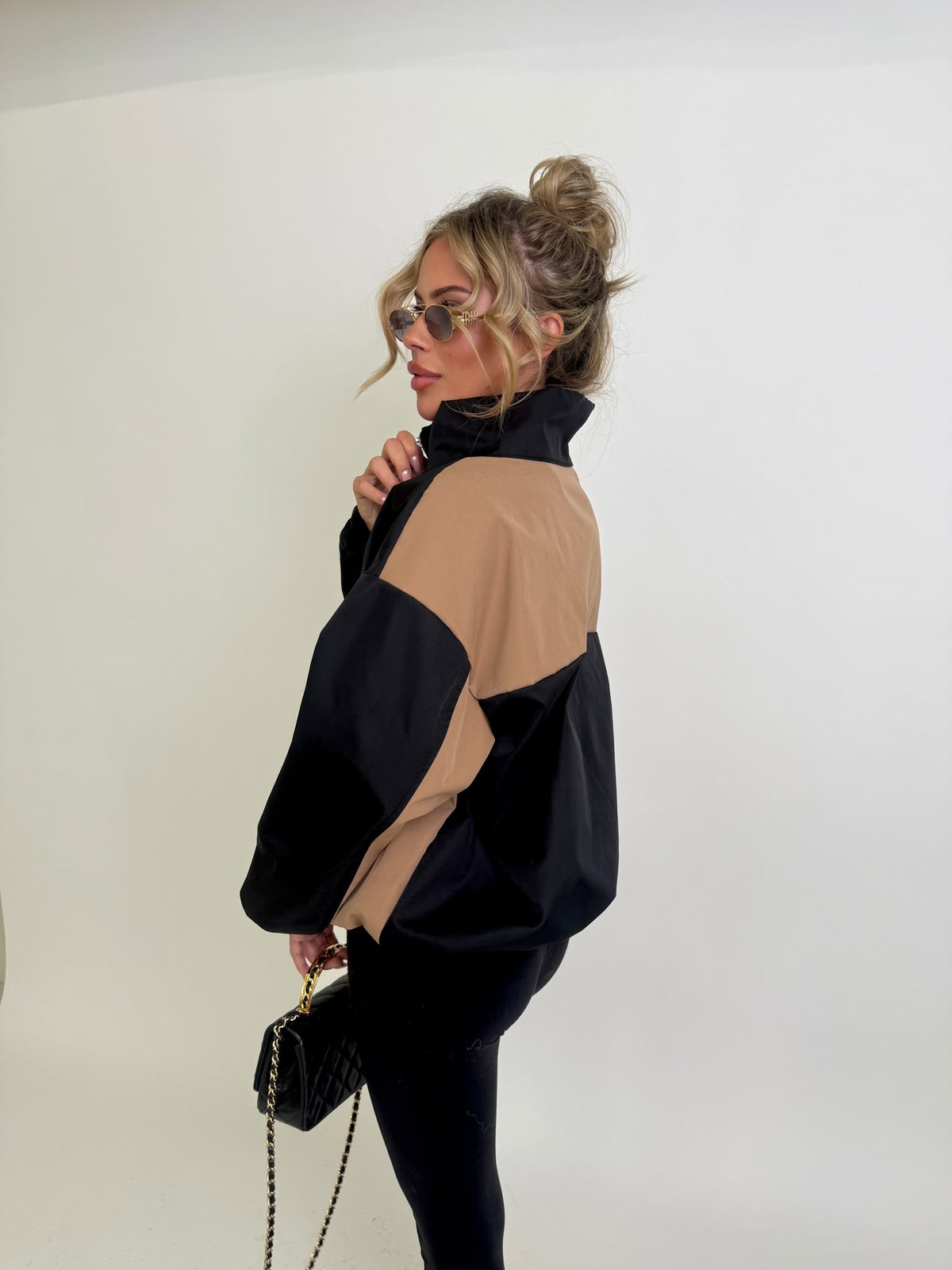 Quarter zip windbreaker - black