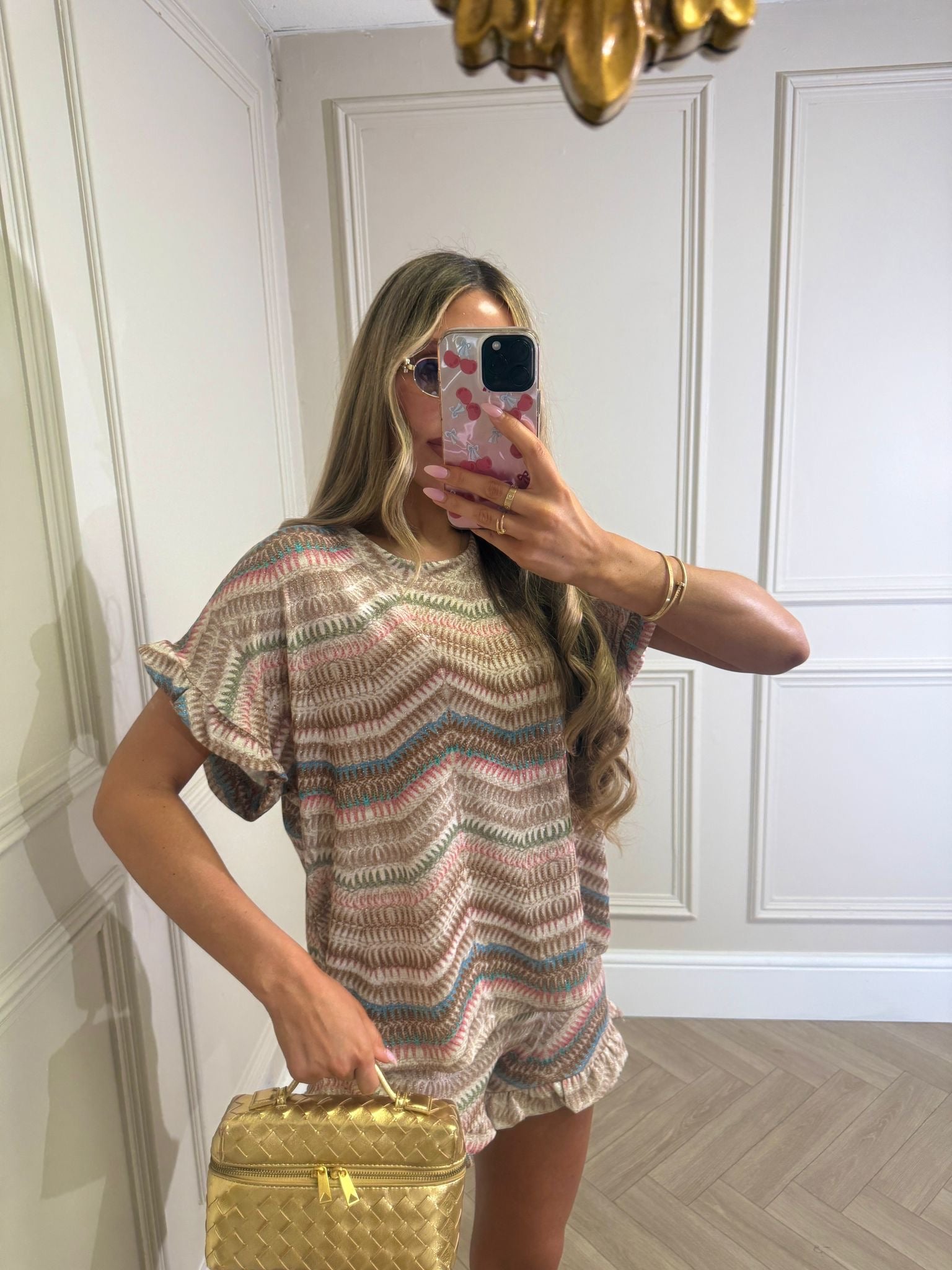 Frill pattern co-ord - beige