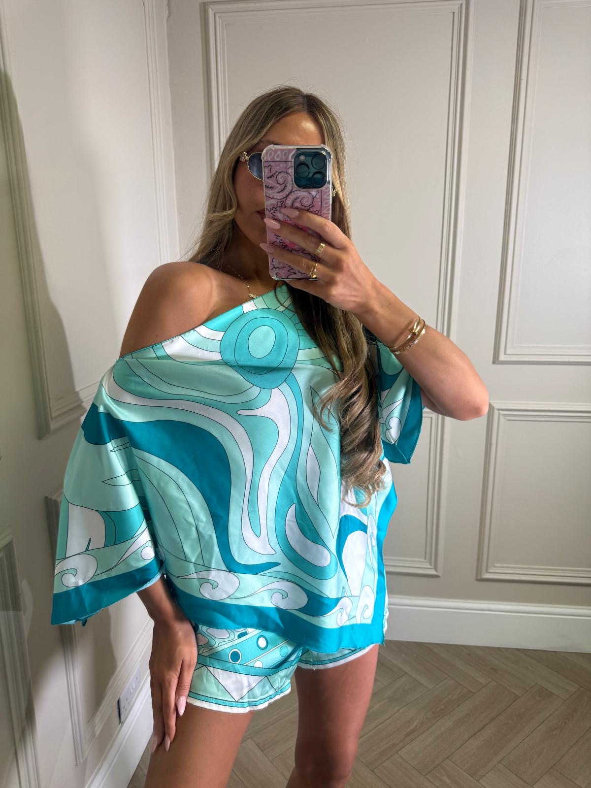 Cape top co-ord - blue