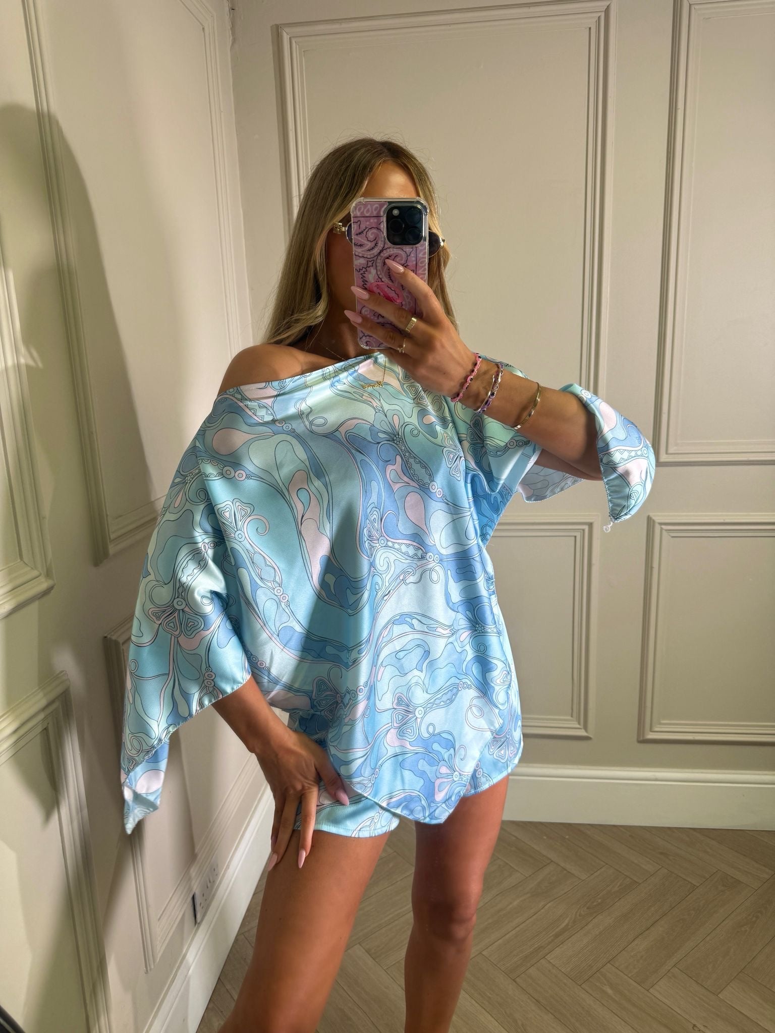Cape top co-ord - baby blue