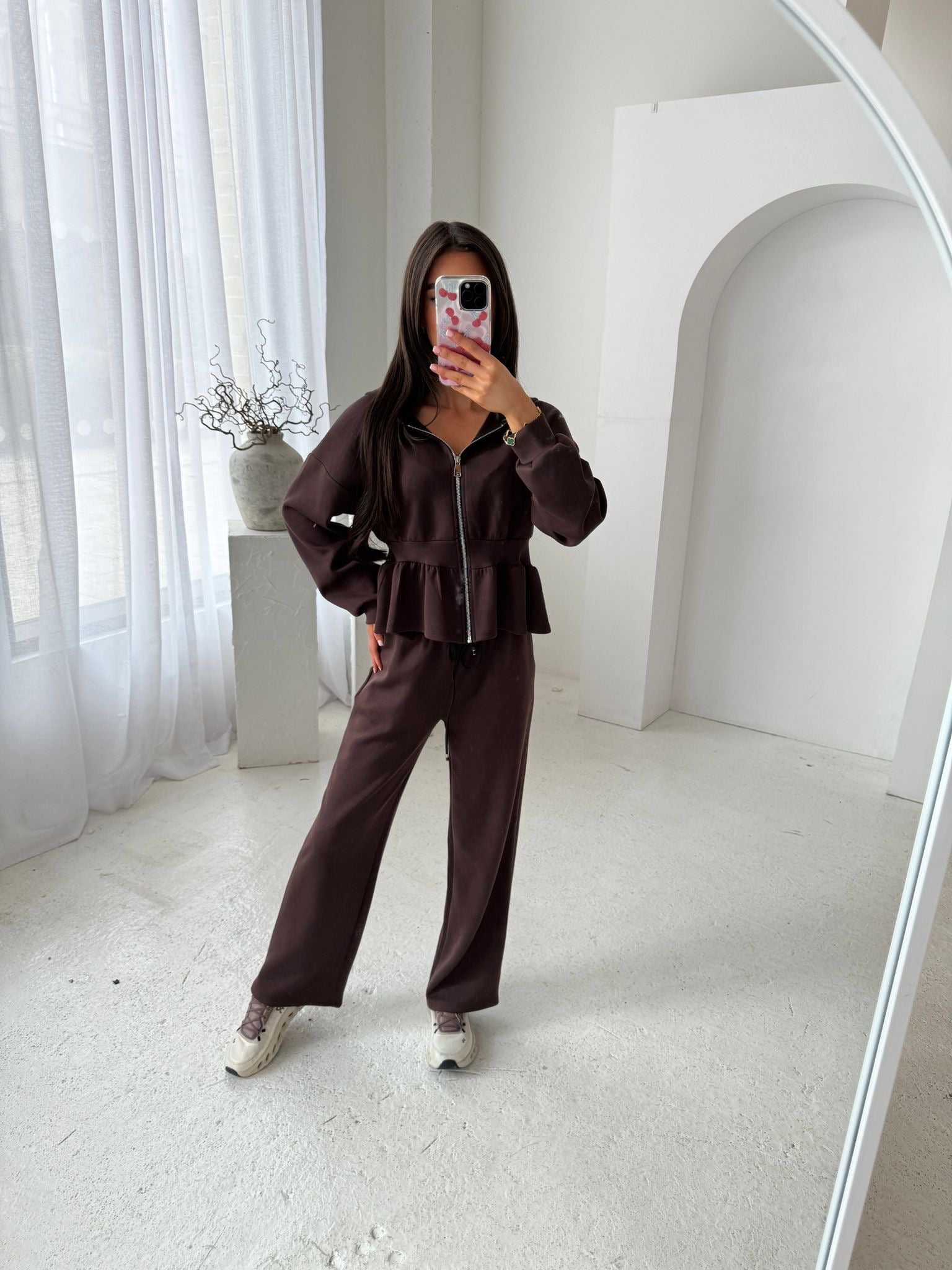 Peplum tracksuit - brown