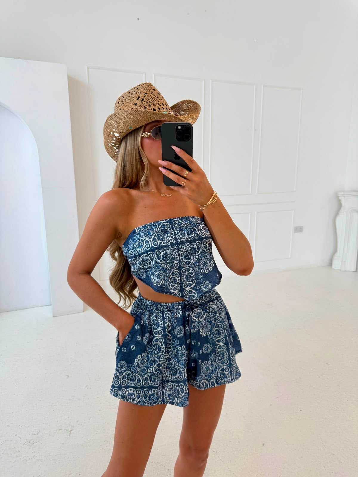 Bandana bandeau co-ord - navy