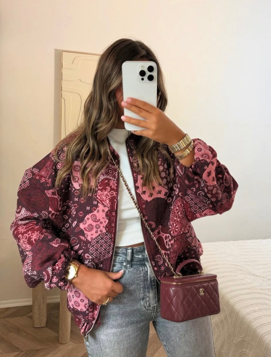 Bandana bomber jacket - wine