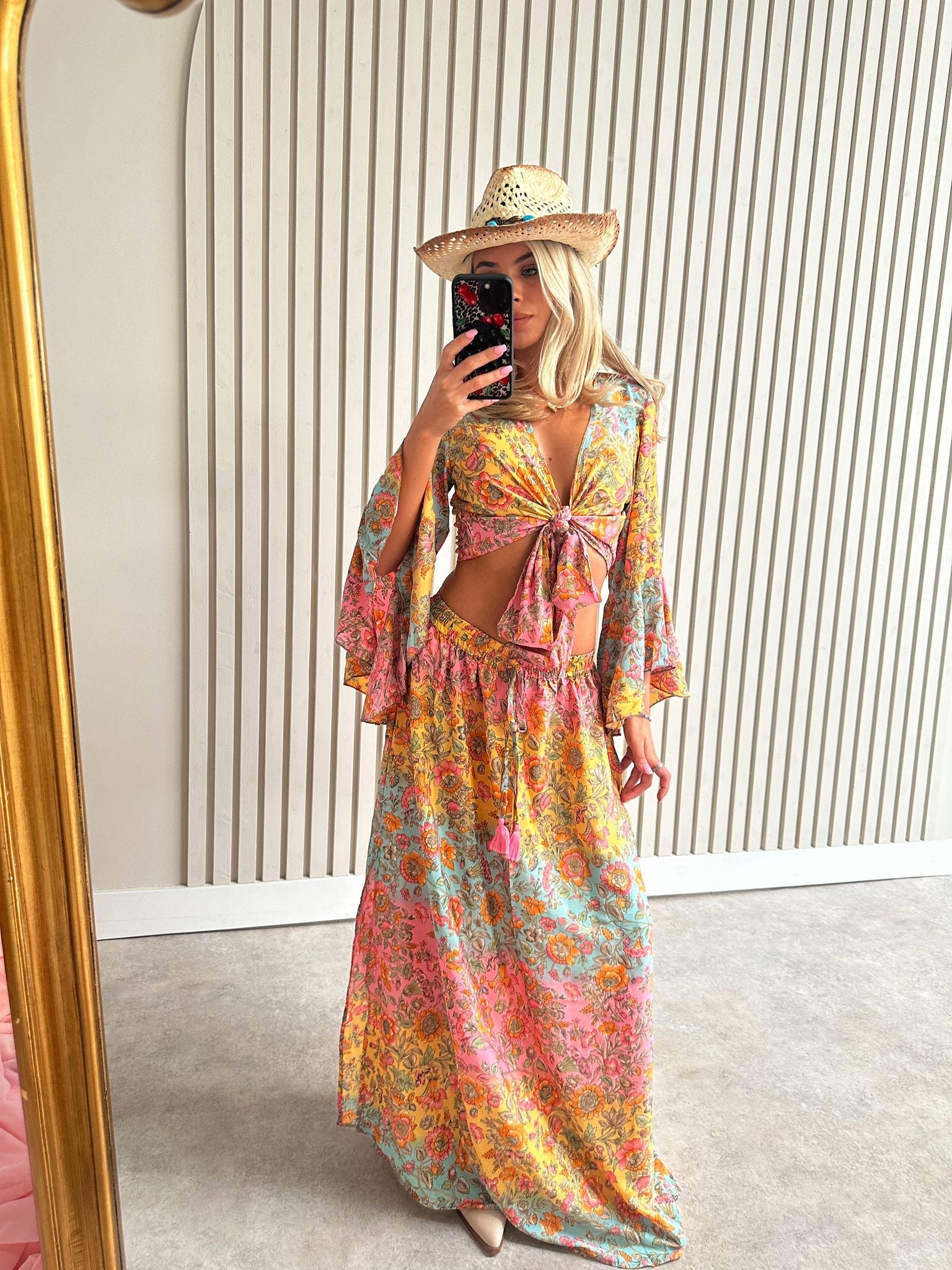 Colourful flower maxi skirt & matching top