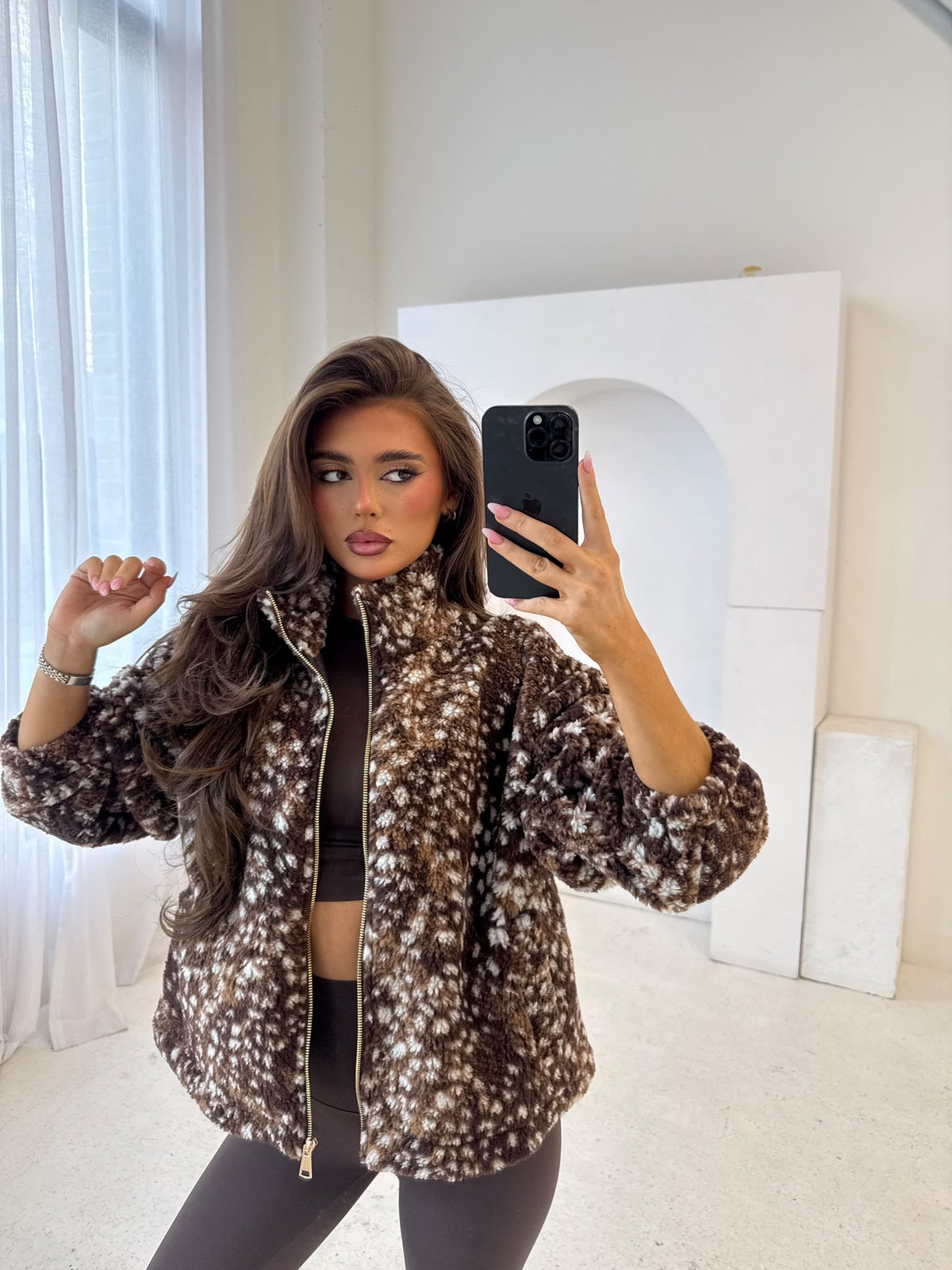Bambi gold zip fleece - brown