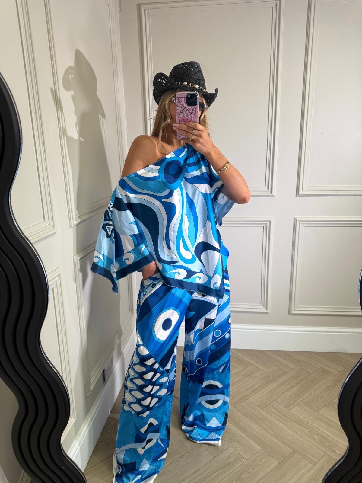 St tropez trouser set - blue