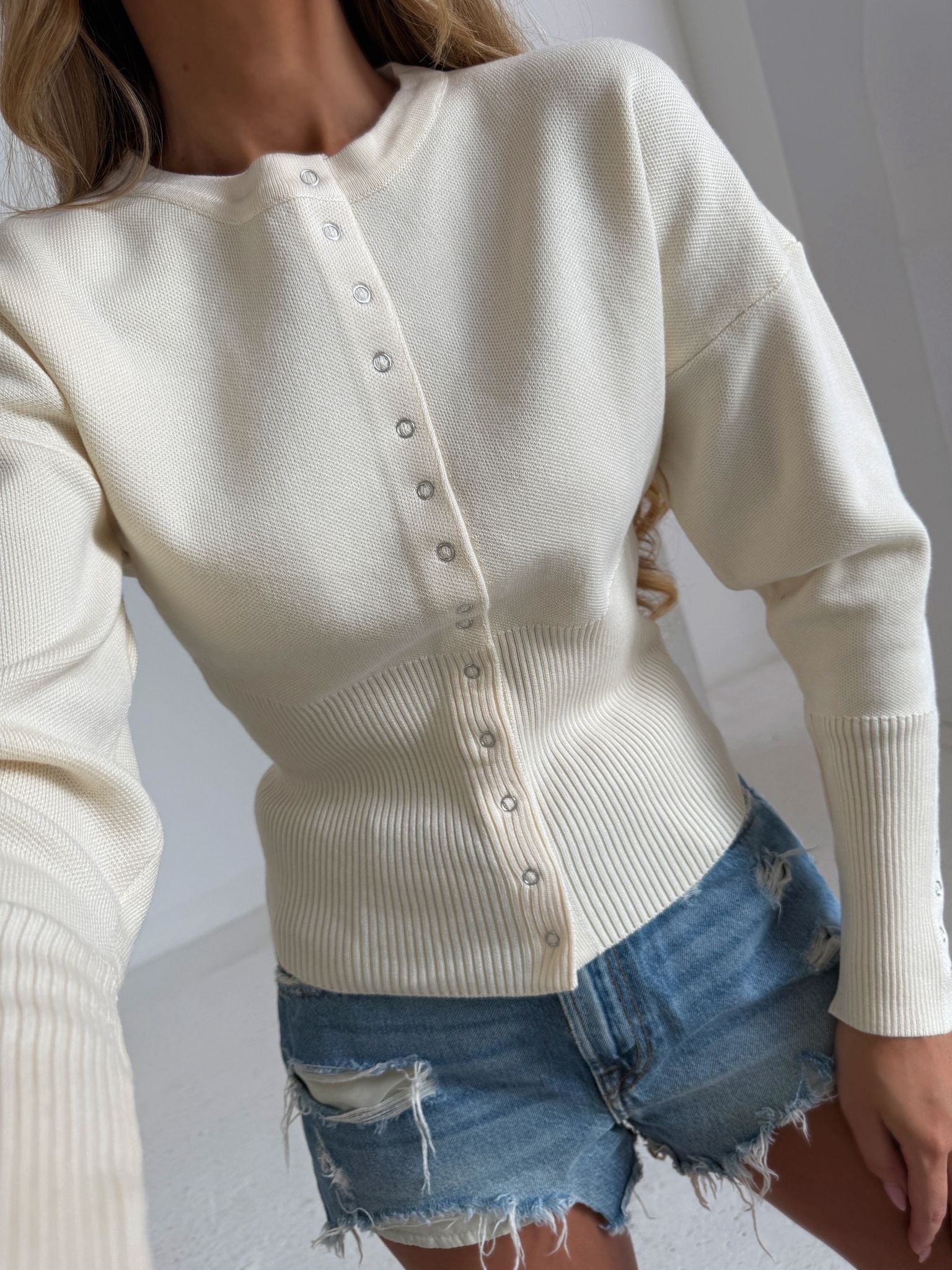 Dolly knit button cardigan - cream
