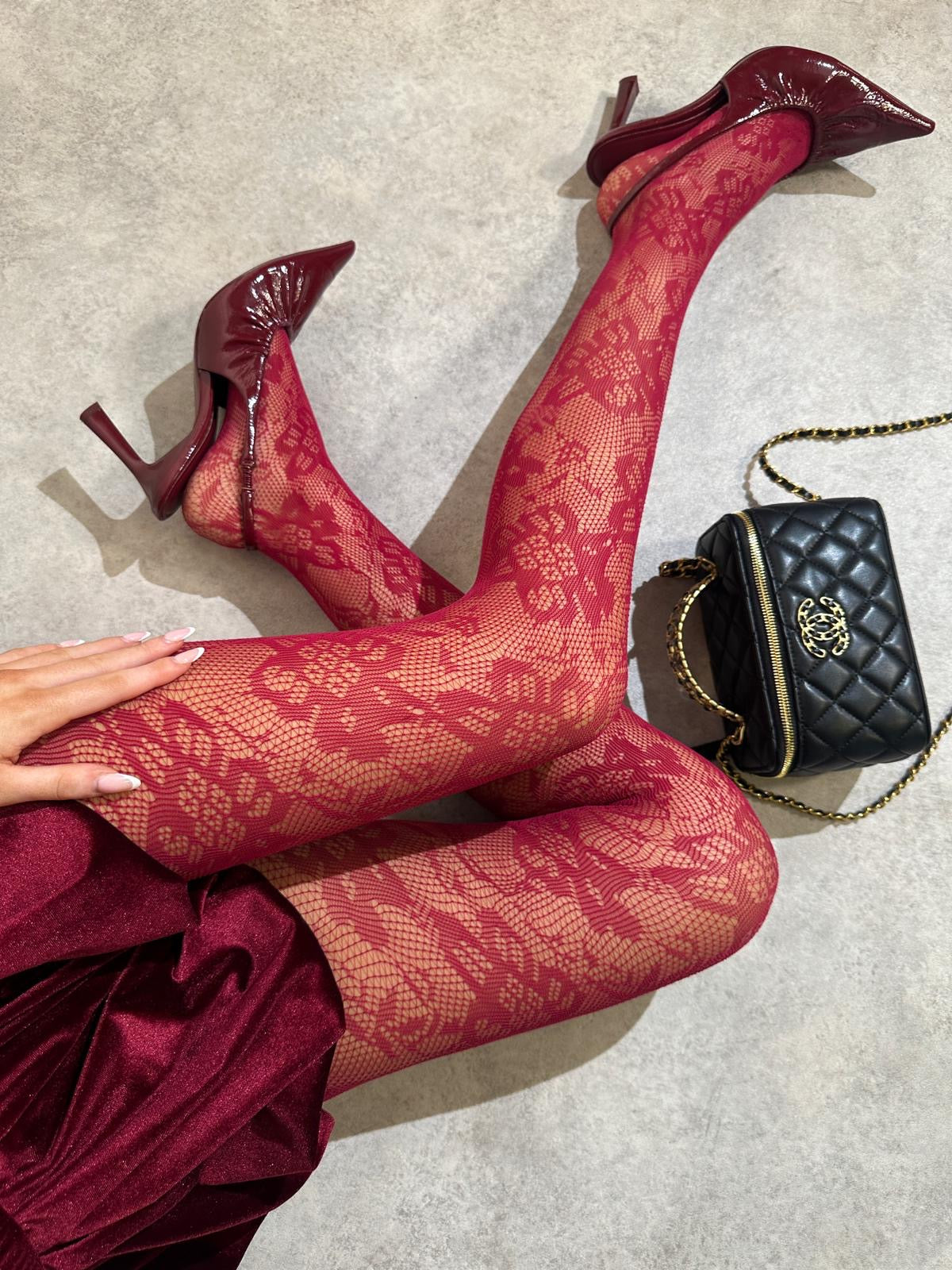 Lace Tights - wine