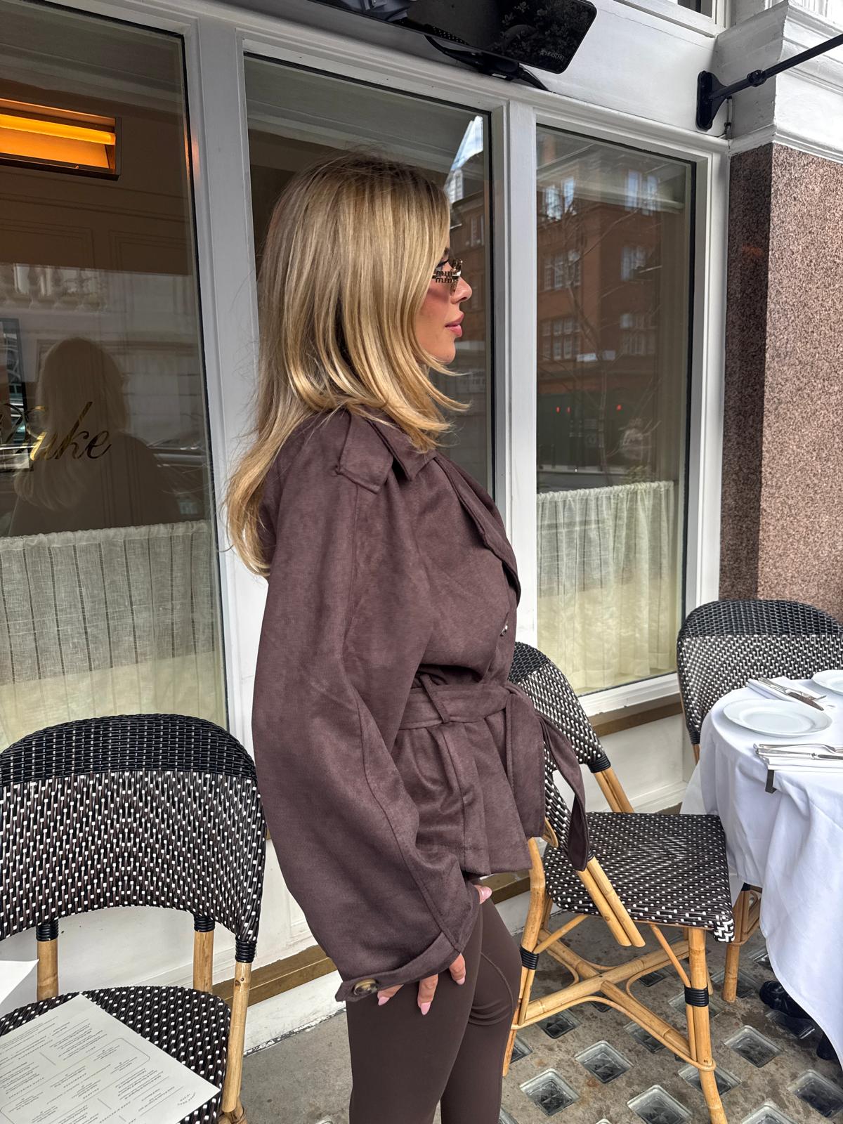 Suede trench jacket - brown