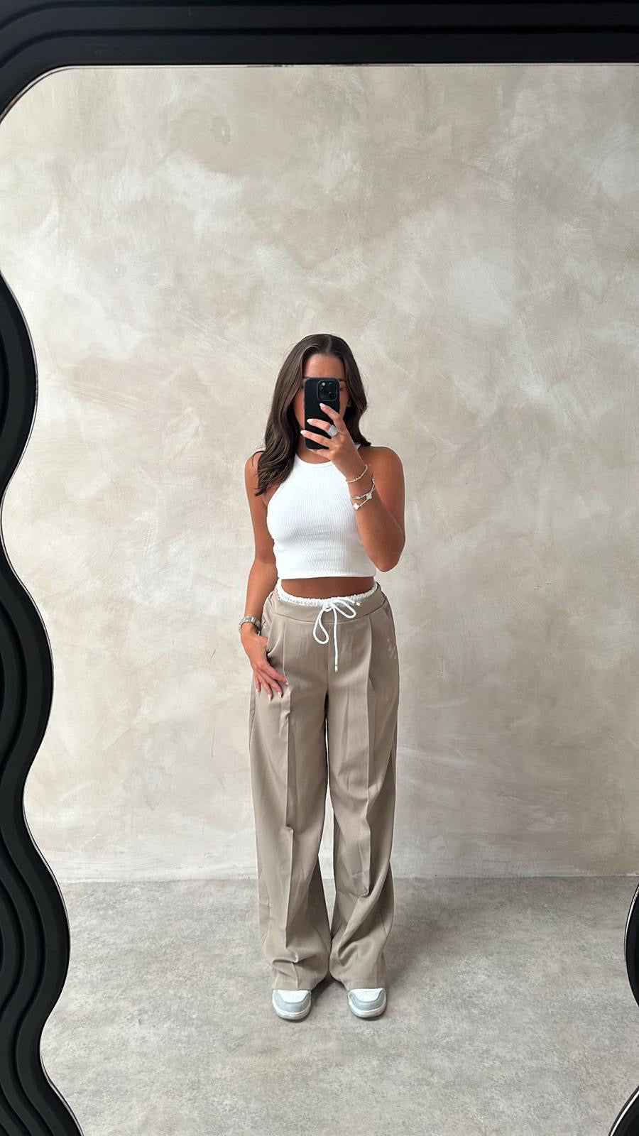 White waistband trousers - beige