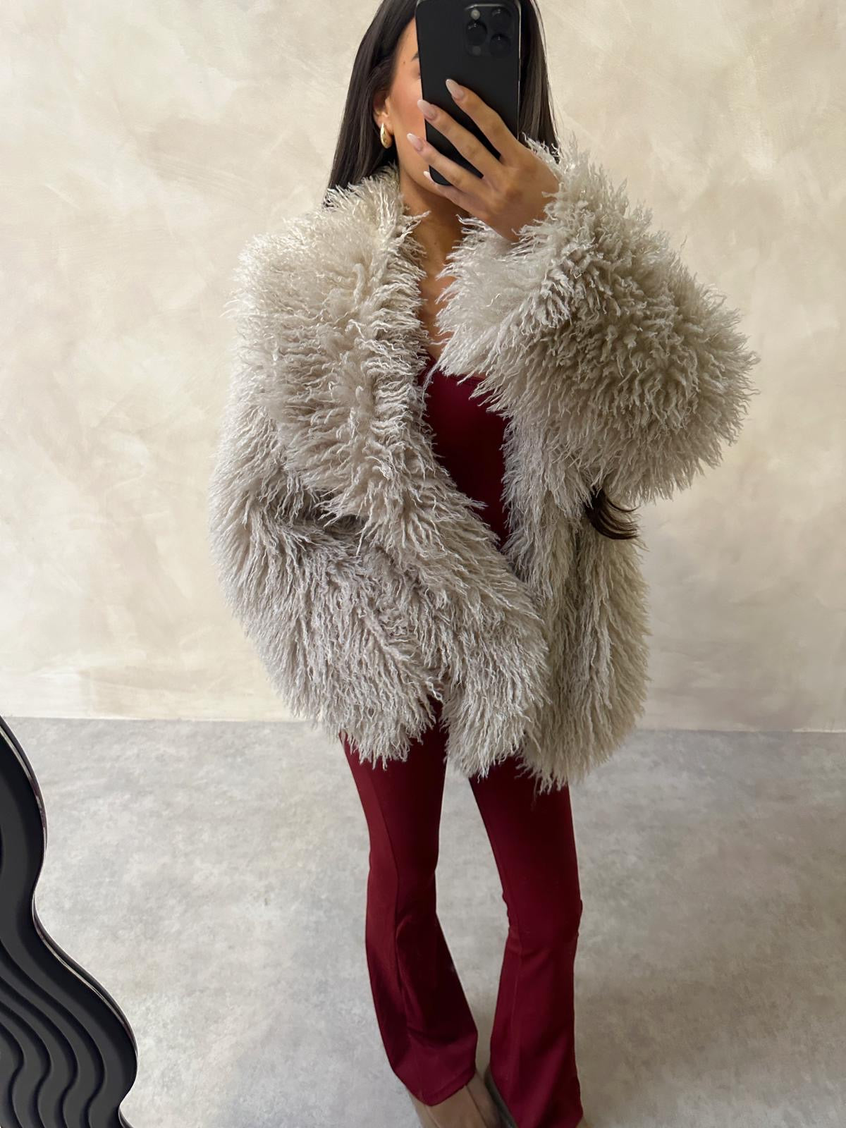 Fur jacket - beige