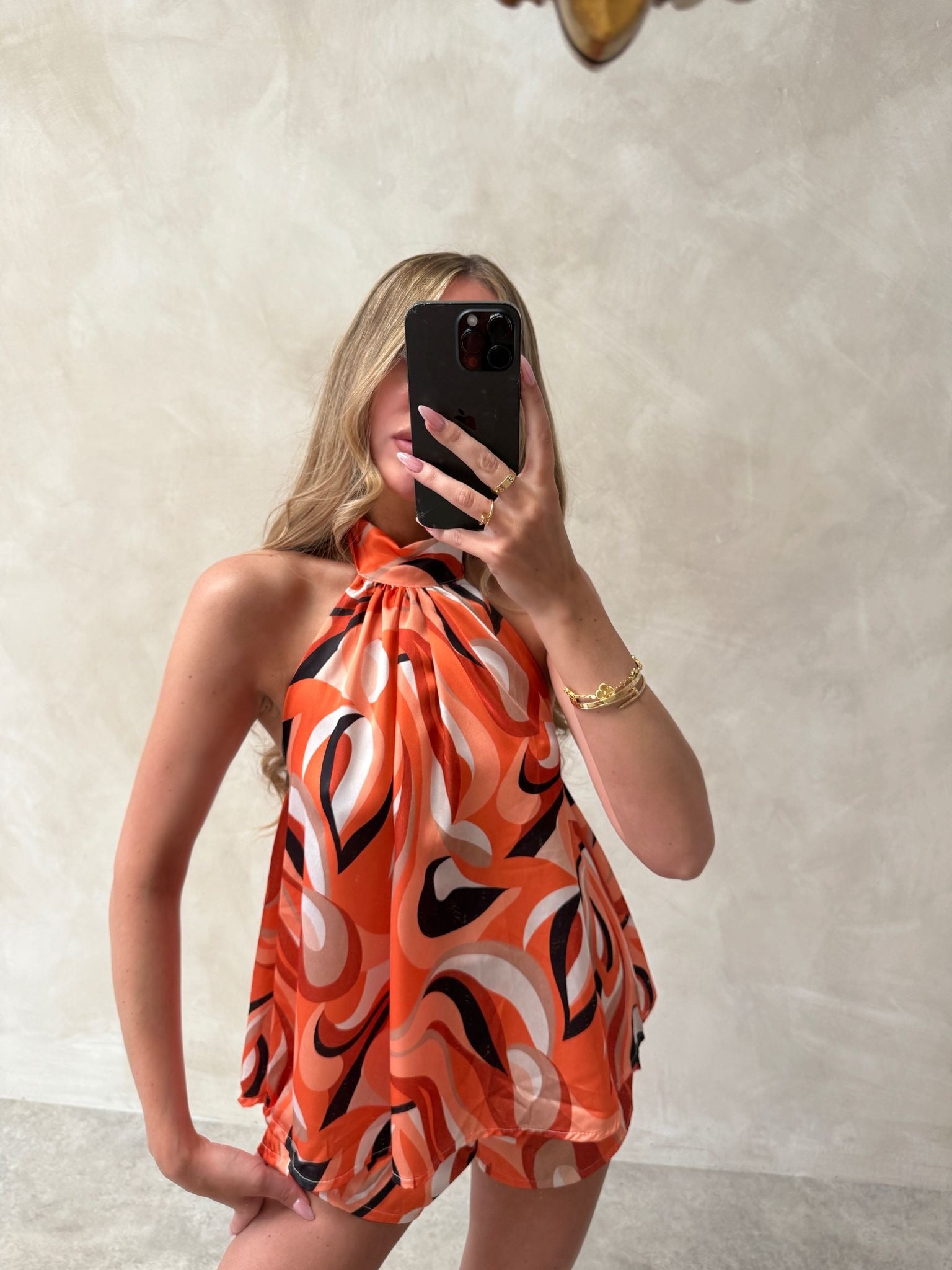Pooch Silk Co-Ord - Orange