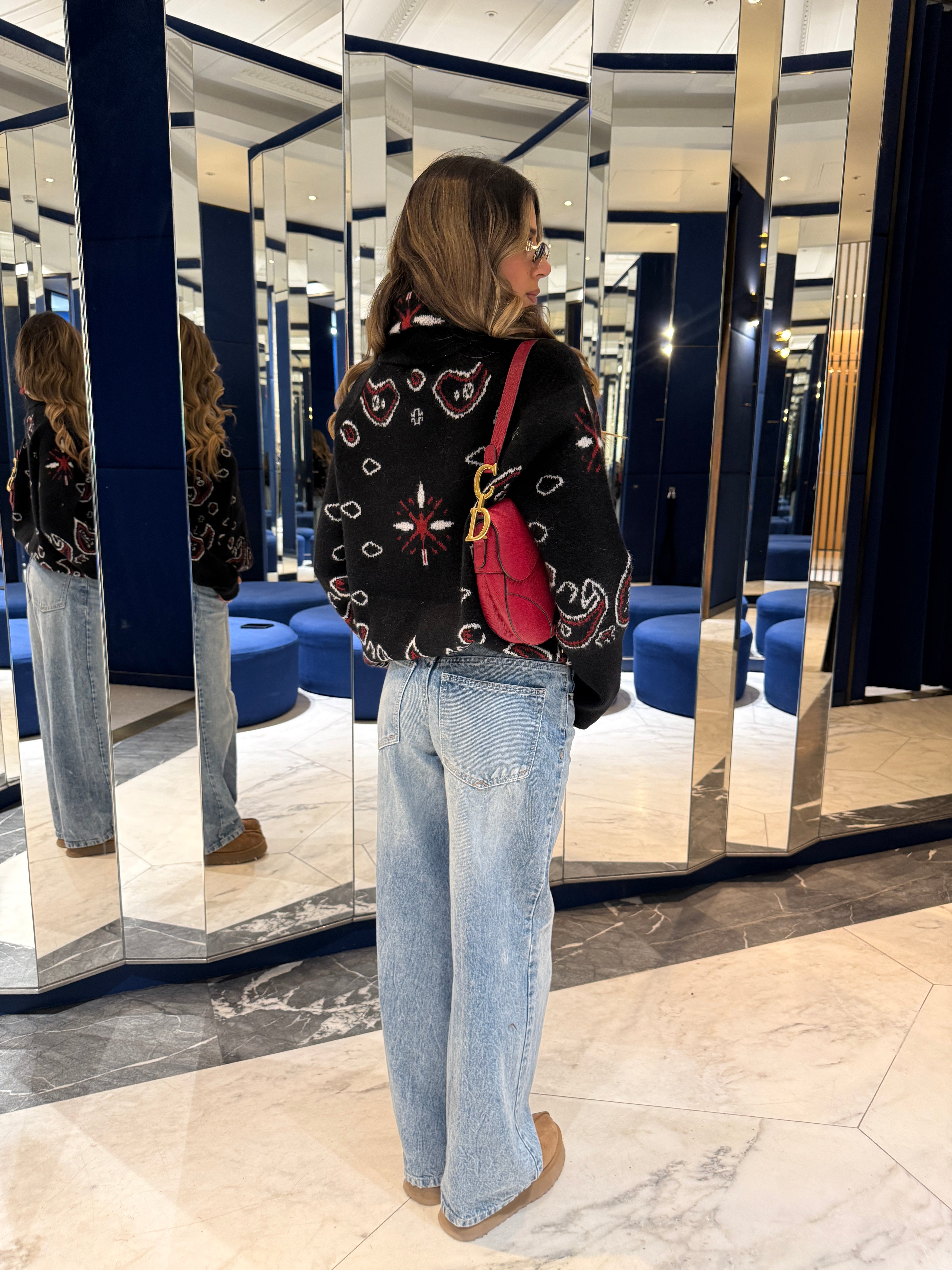 Bandana knit cardigan - black