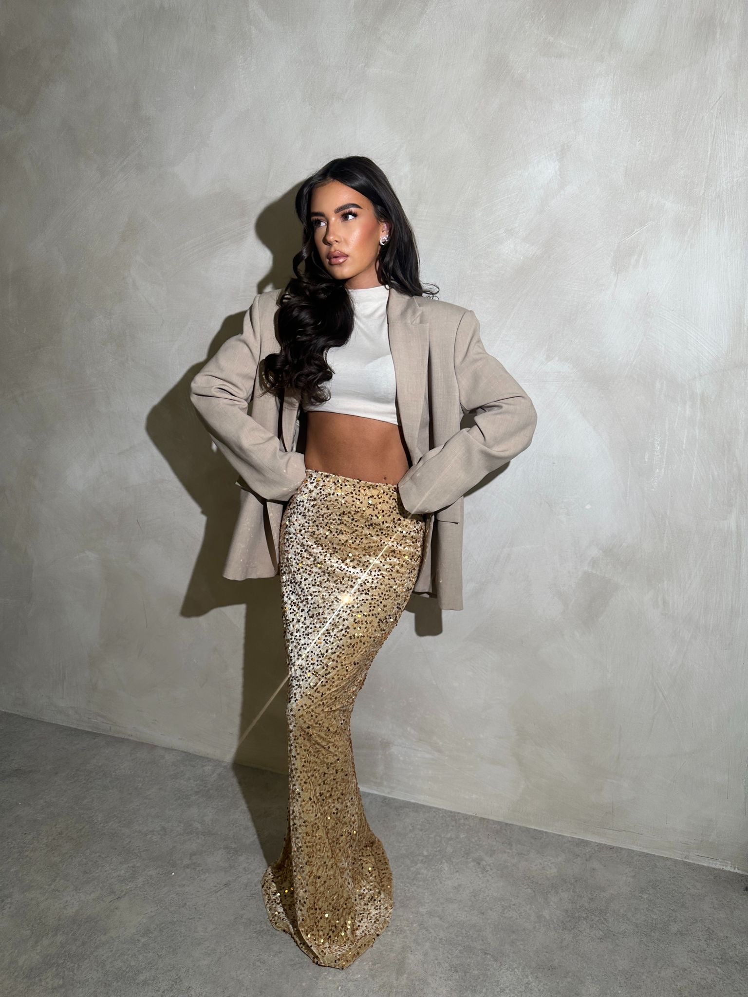 Sequin maxi skirt - Champagne