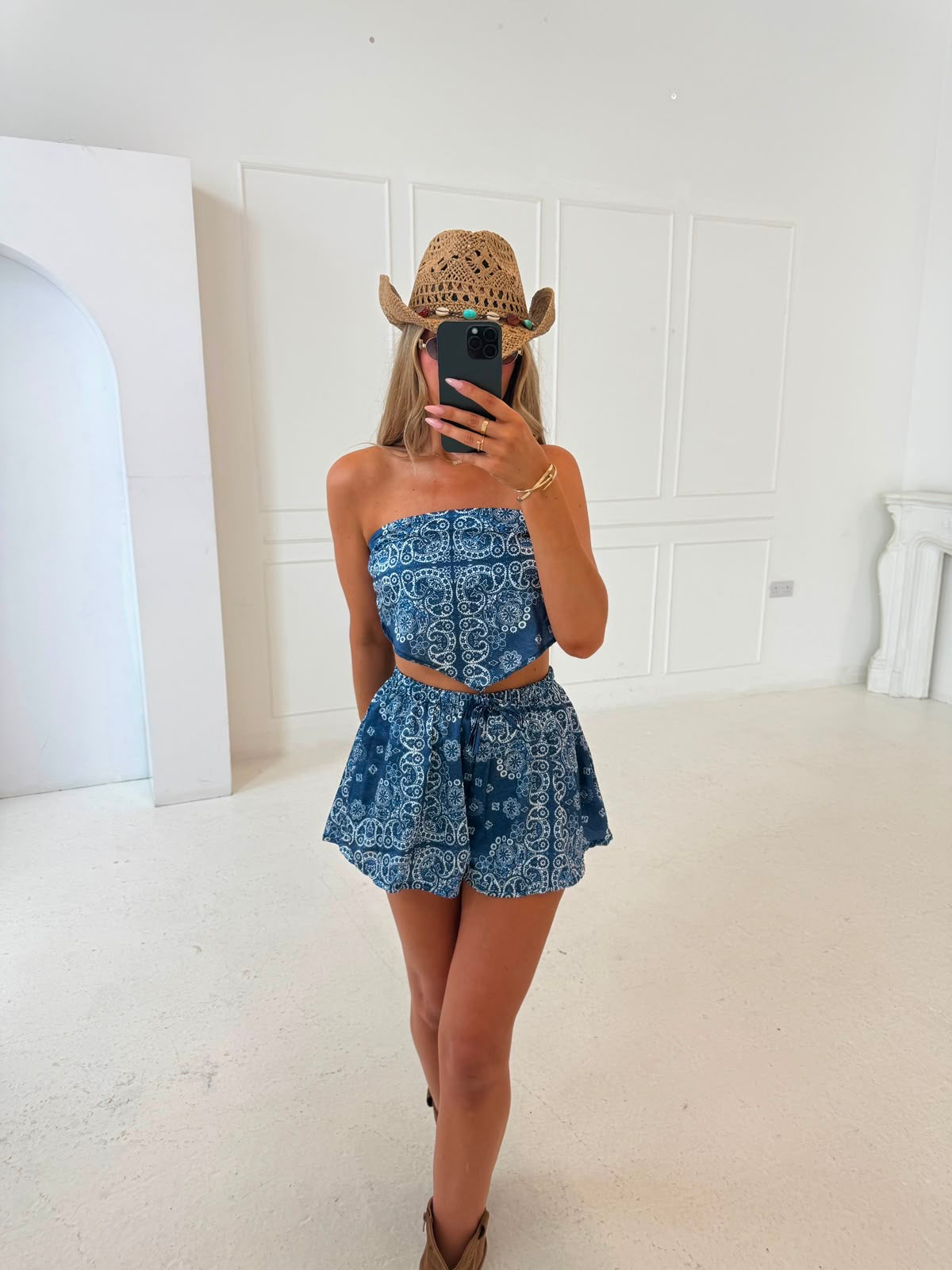 Bandana bandeau co-ord - navy