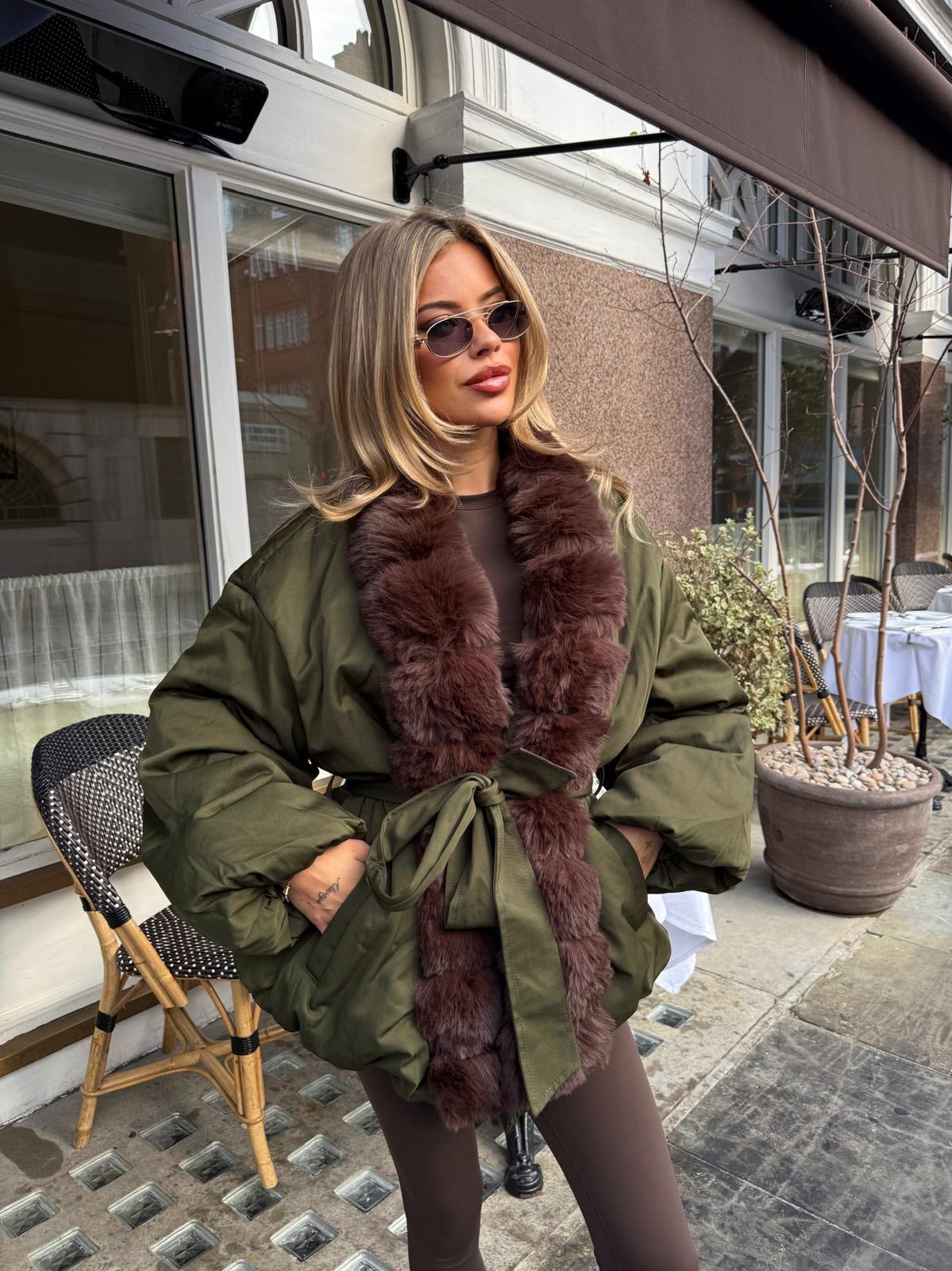 Penelope fur jacket - khaki