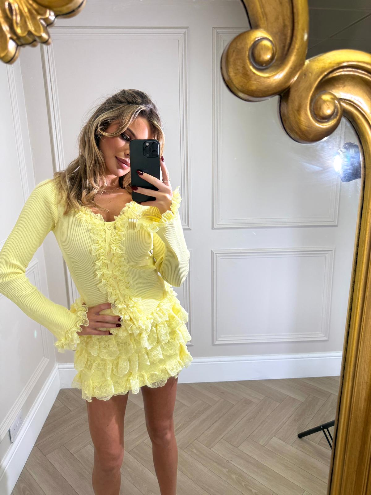 Millie lace two piece - lemon
