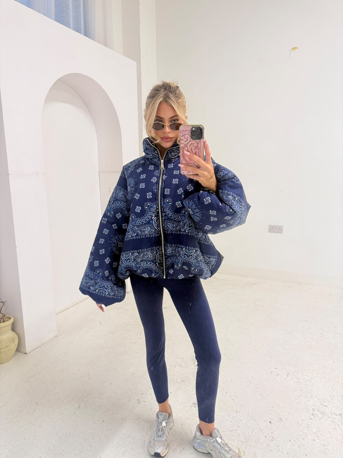 Bandana puffa jacket - navy