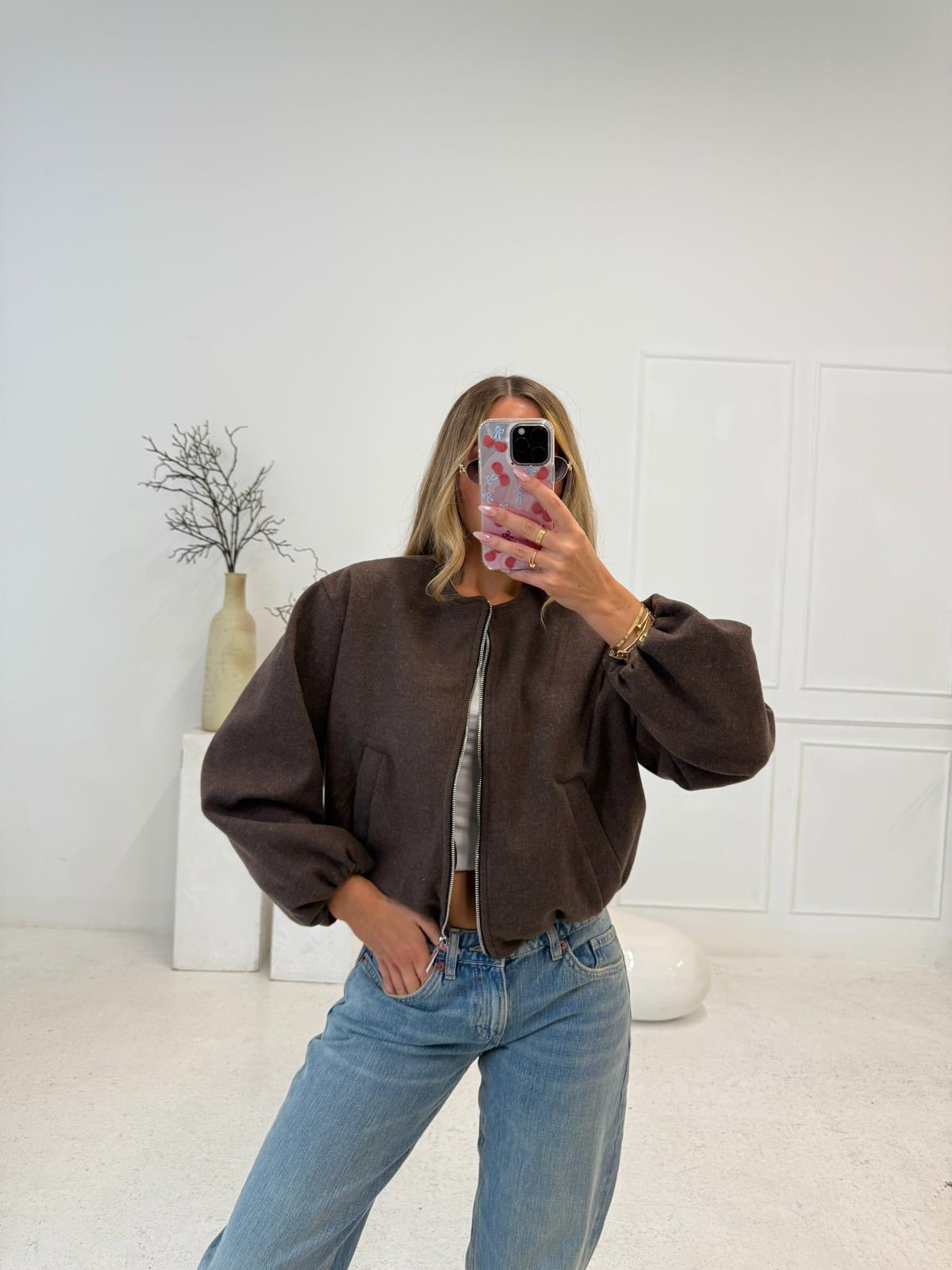 bomber jacket - brown