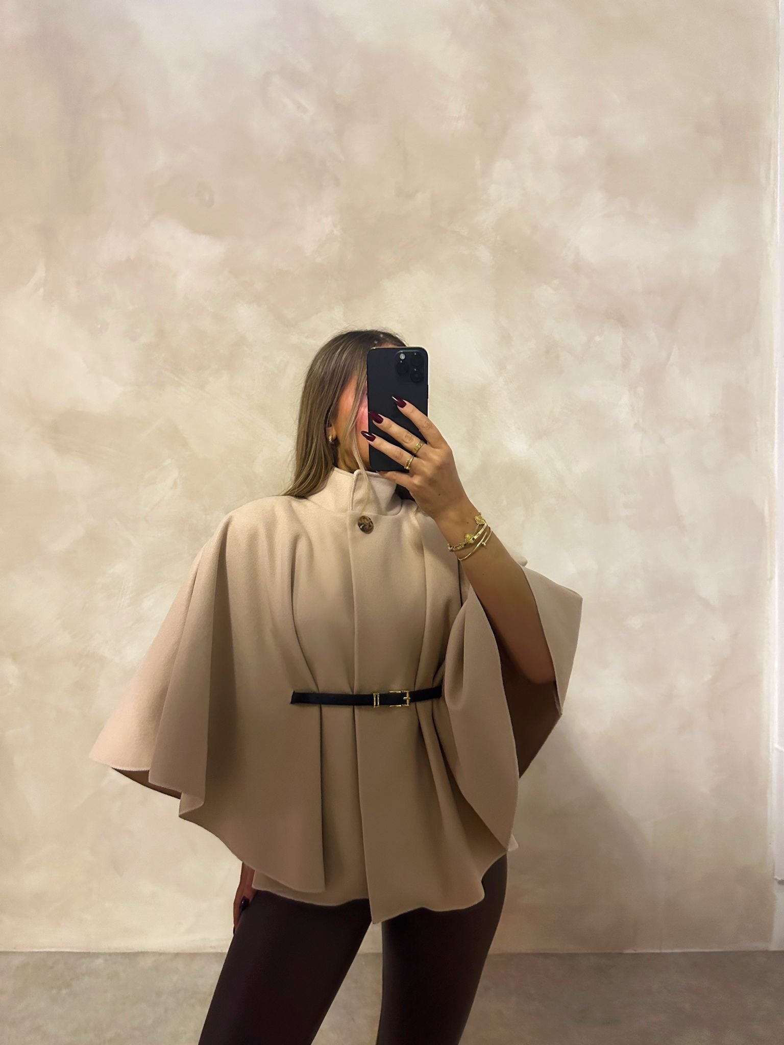 Belted cape - beige