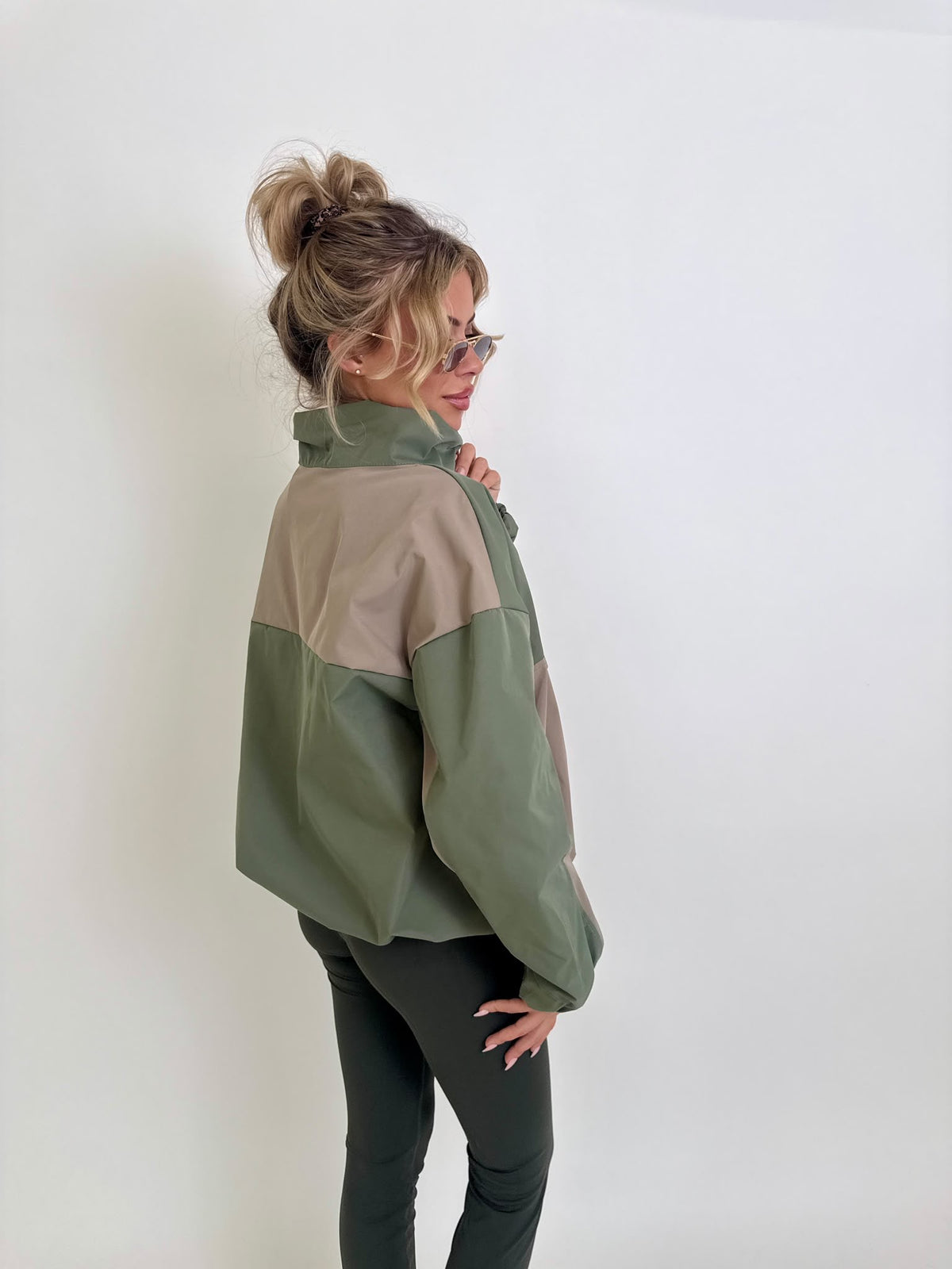 Quarter zip windbreaker - khaki