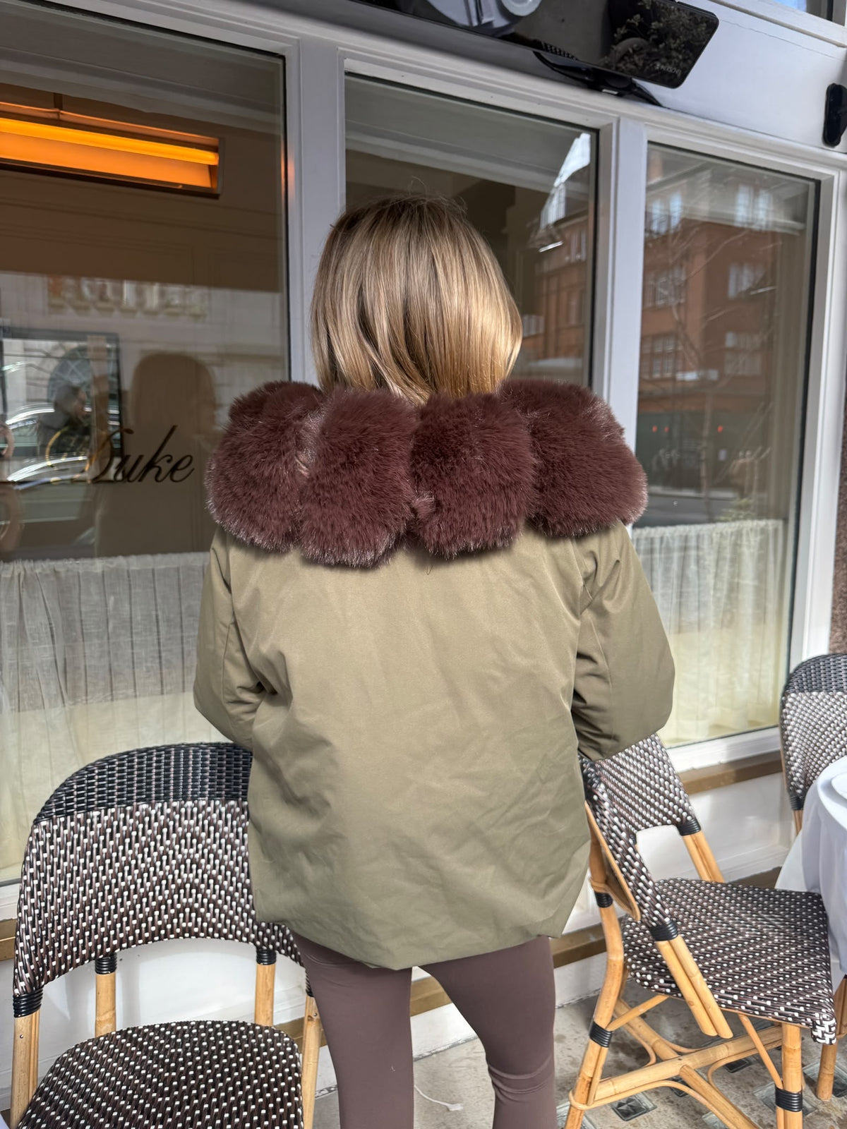 Selina faux fur jacket - khaki