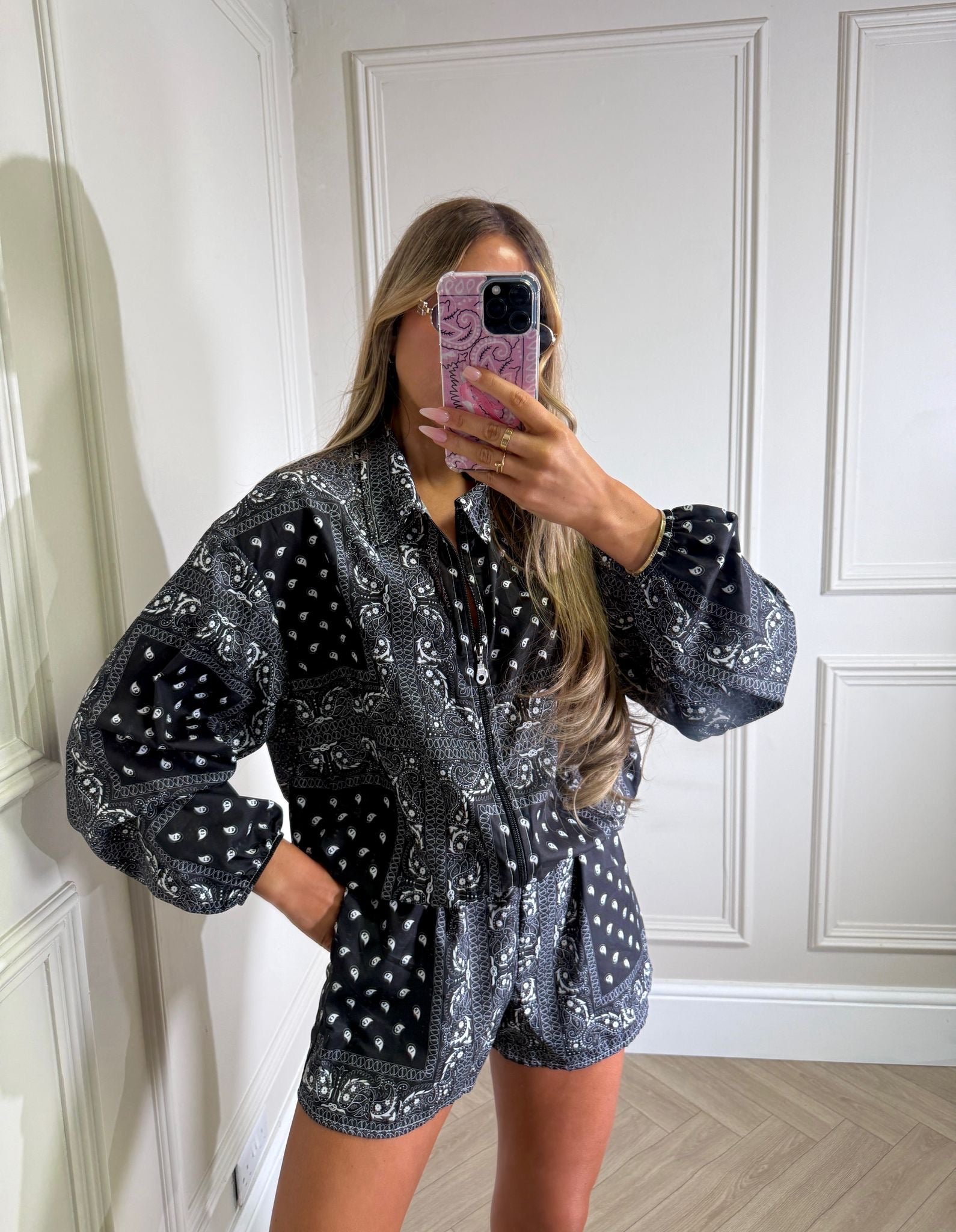 Lucia jacket and short co-ord - bandana black