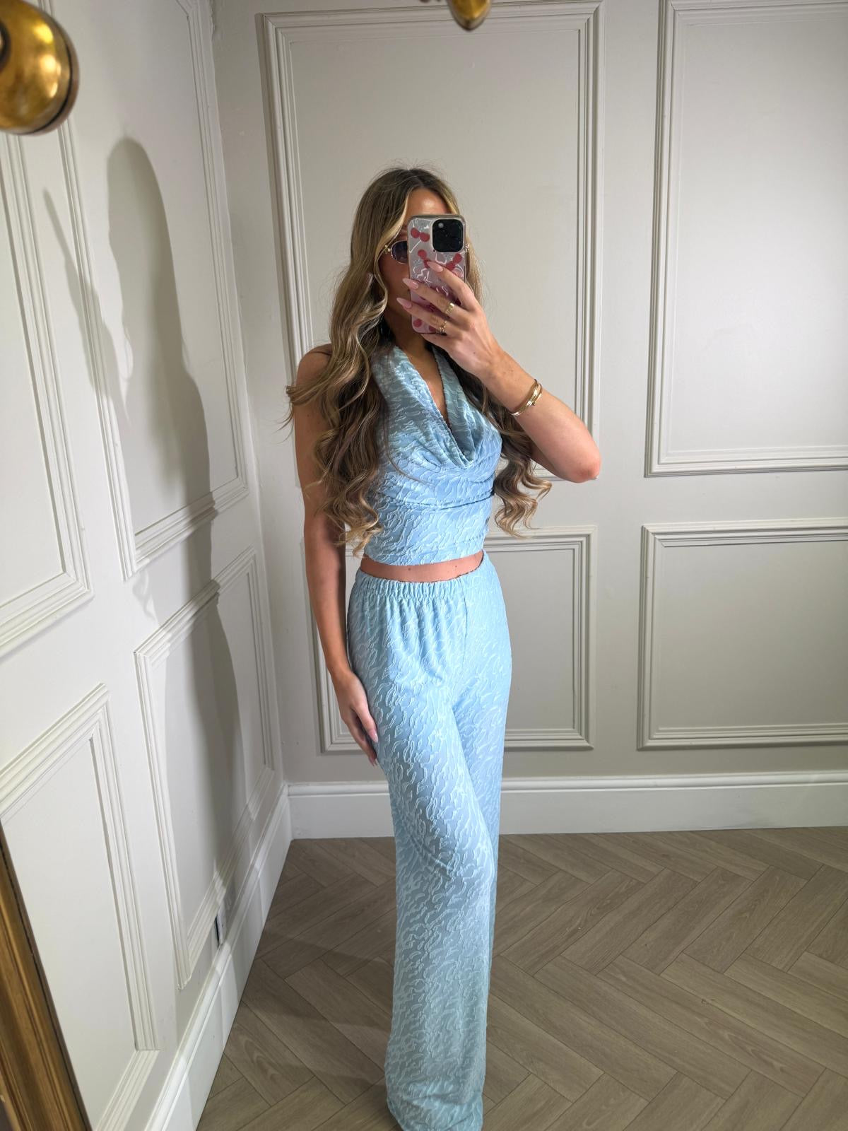 Halterneck trouser set - blue