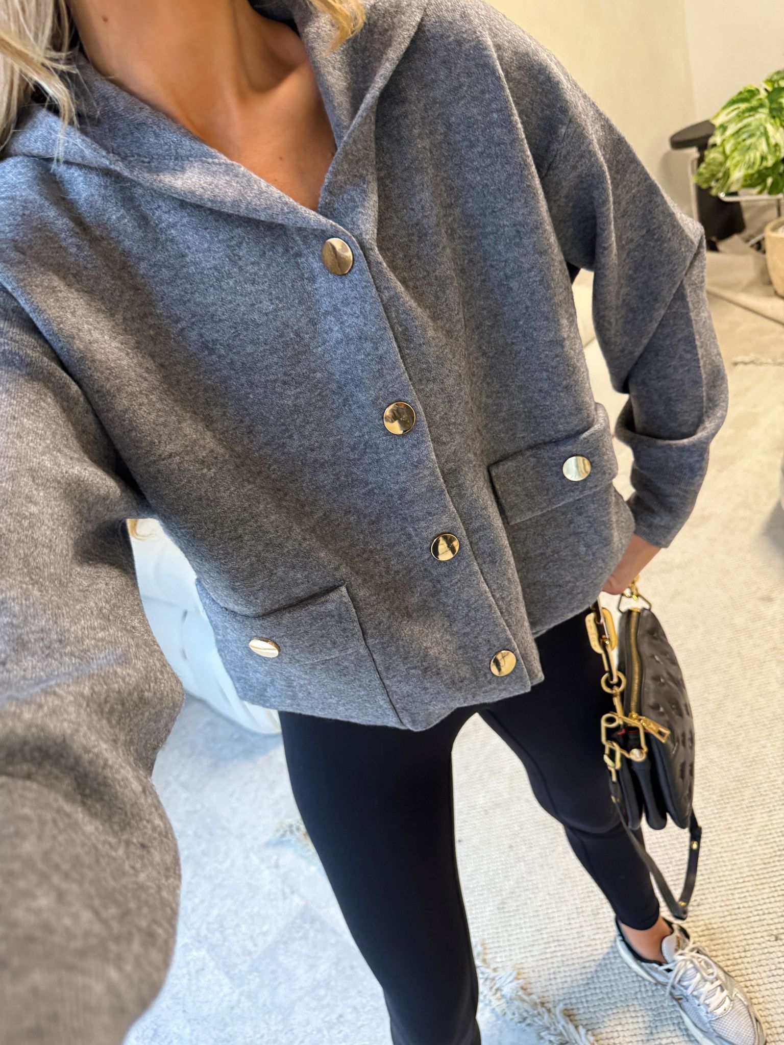Knit hood jumper - Grey