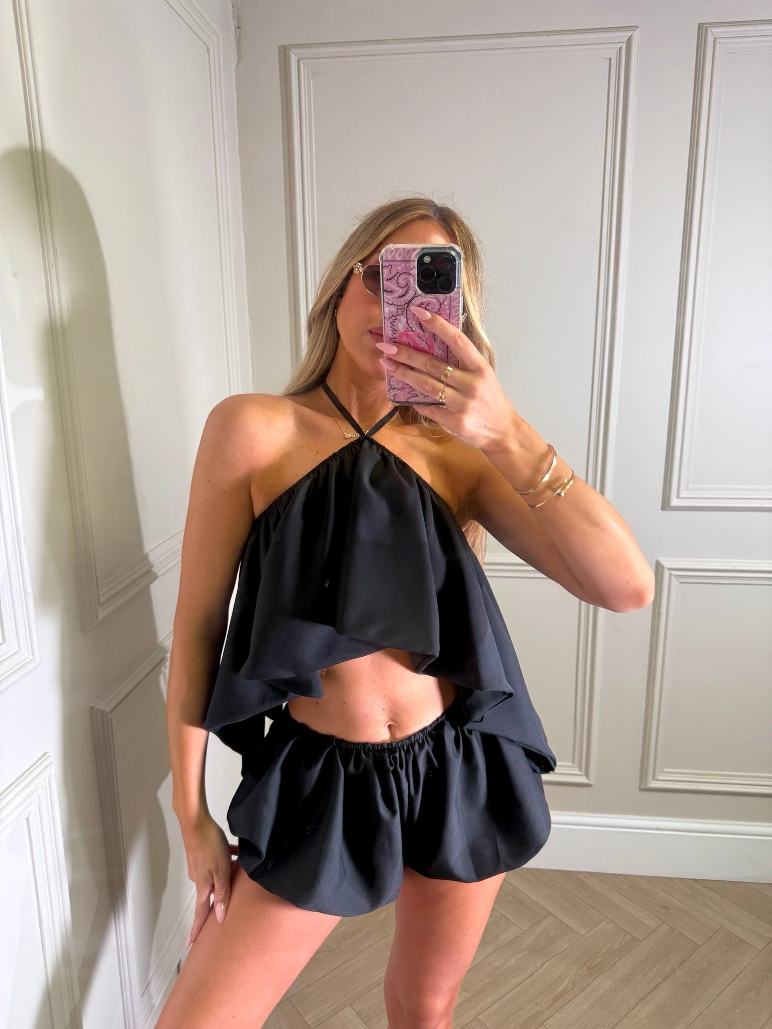 Mimi chiffon two piece - black