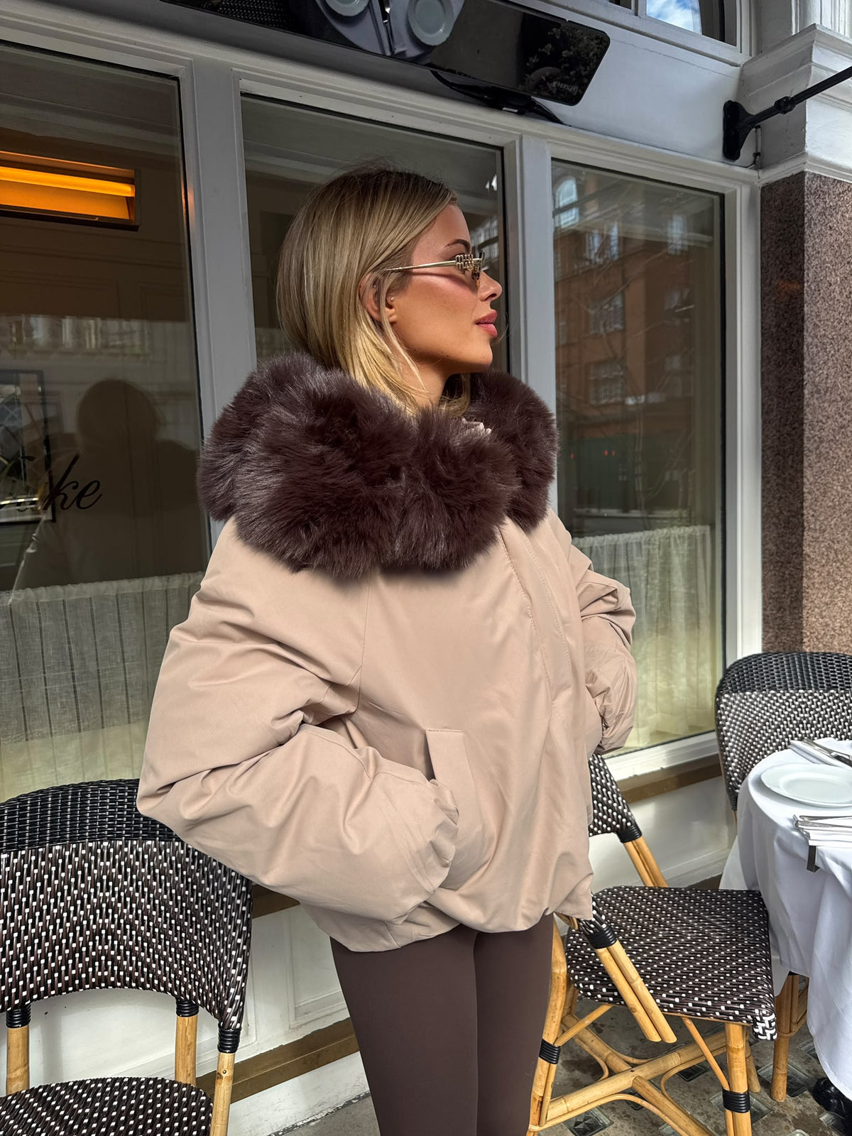 Selina faux fur jacket - beige