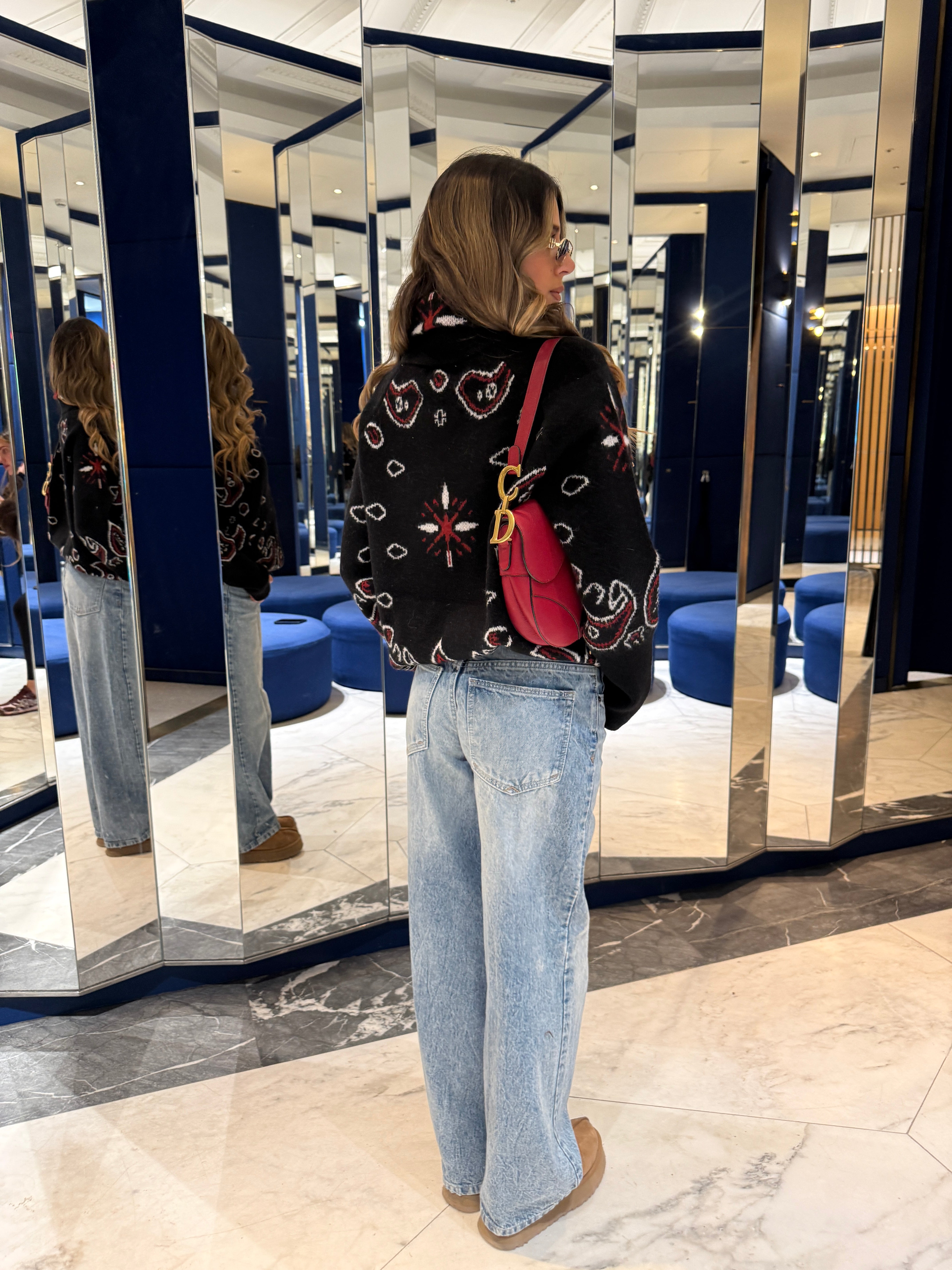 Bandana knit cardigan - black