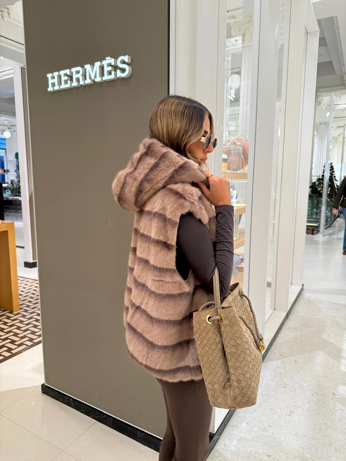 Luxury faux fur gilet - espresso