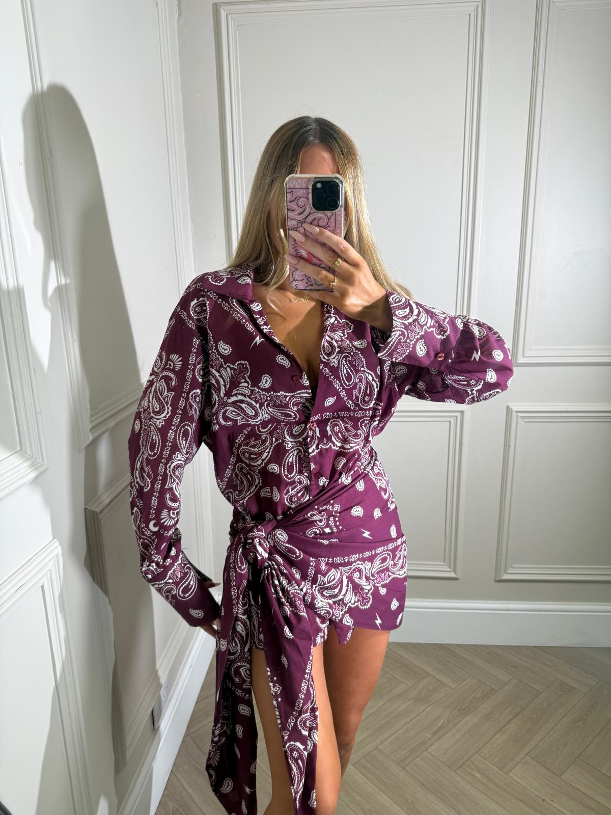 Wrap bandana co-ord - burgundy