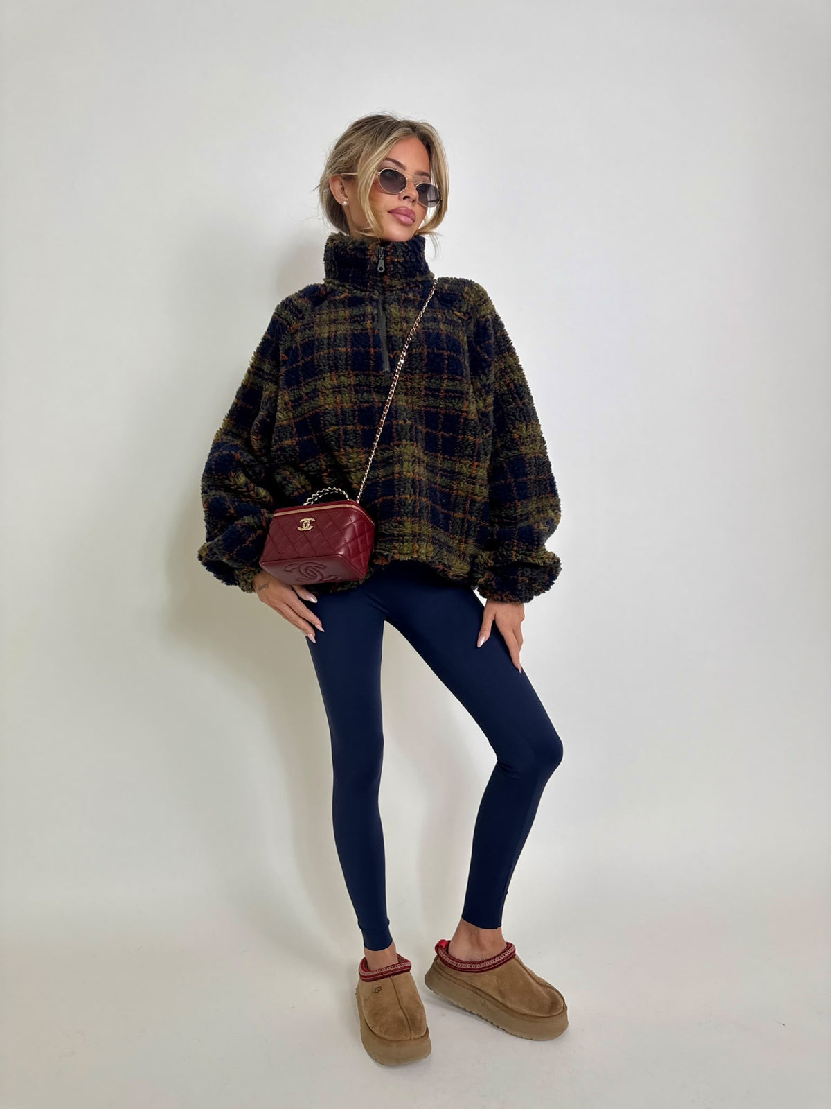 Check fleece - navy