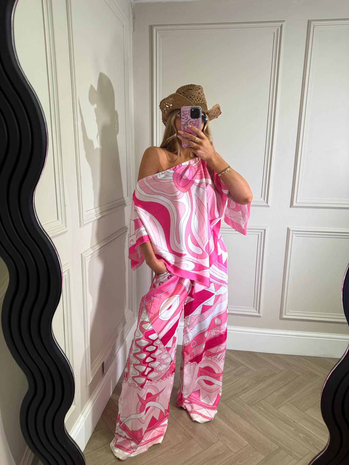 St tropez trouser set - pink