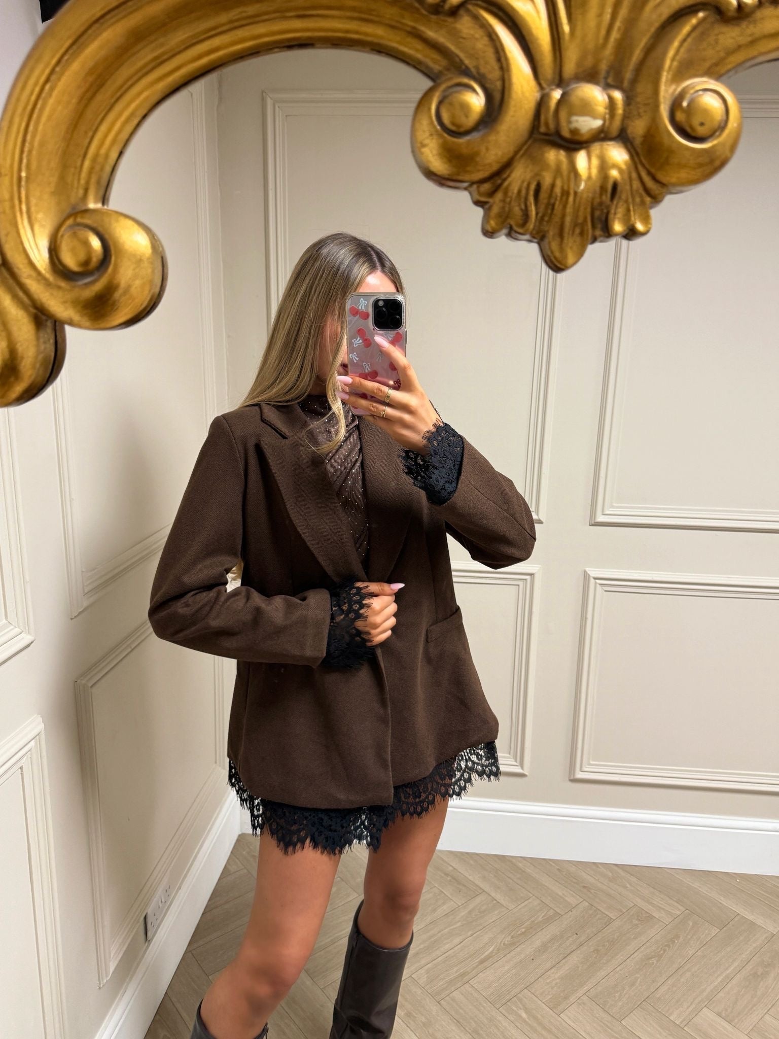Lace Blazer - Chocolate