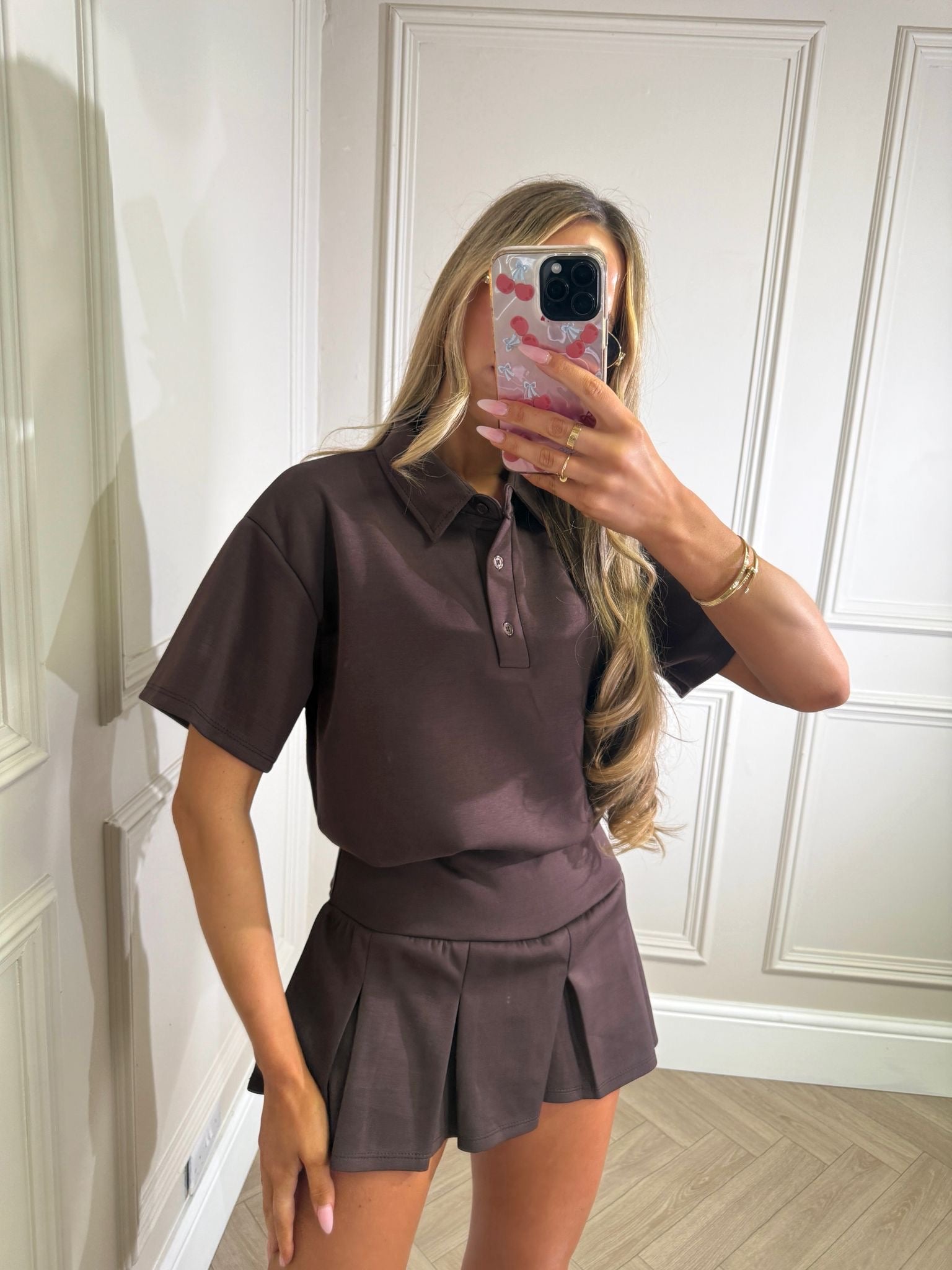 Polo skirt set - brown