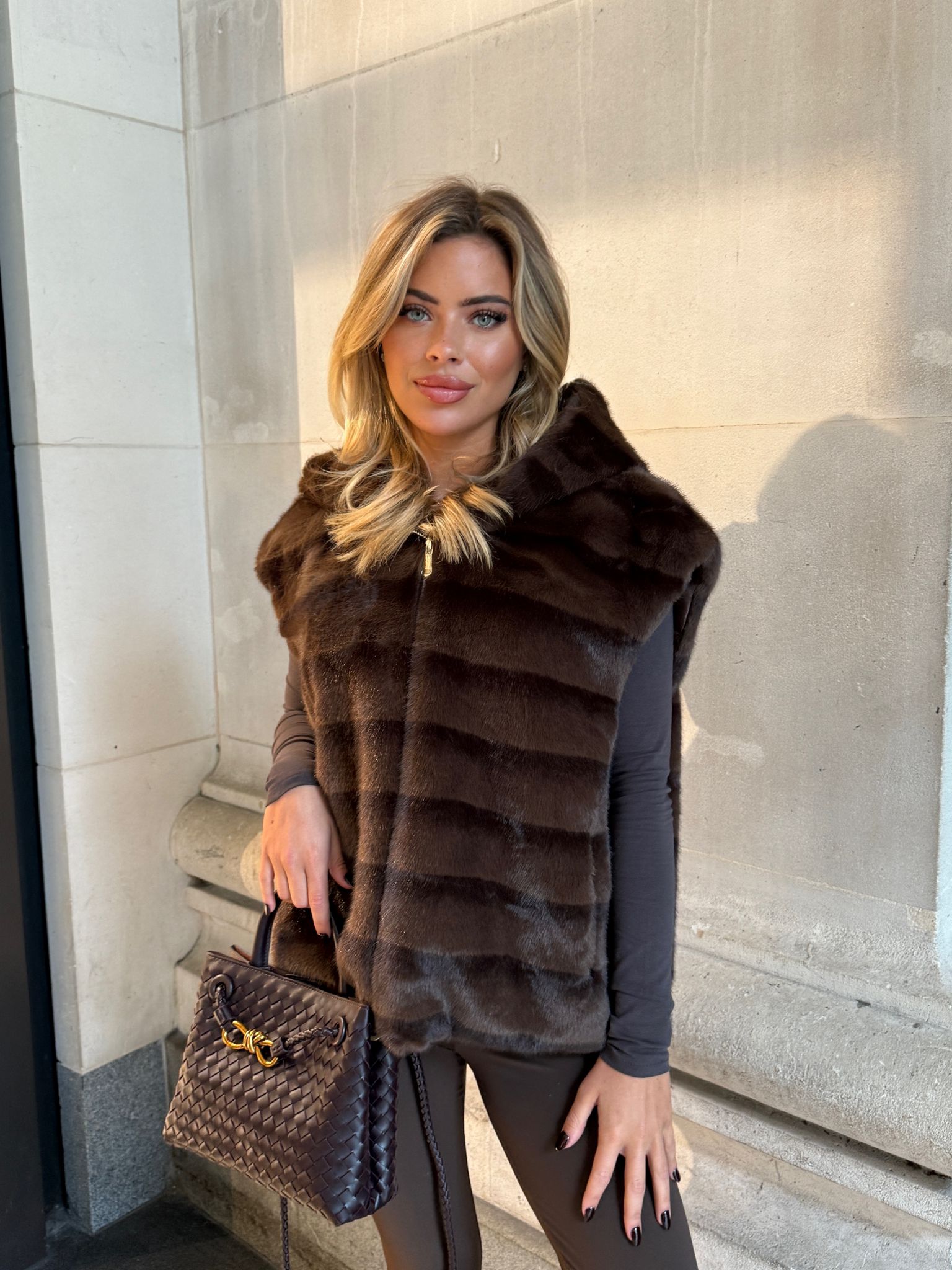 Luxury faux fur gilet - chocolate