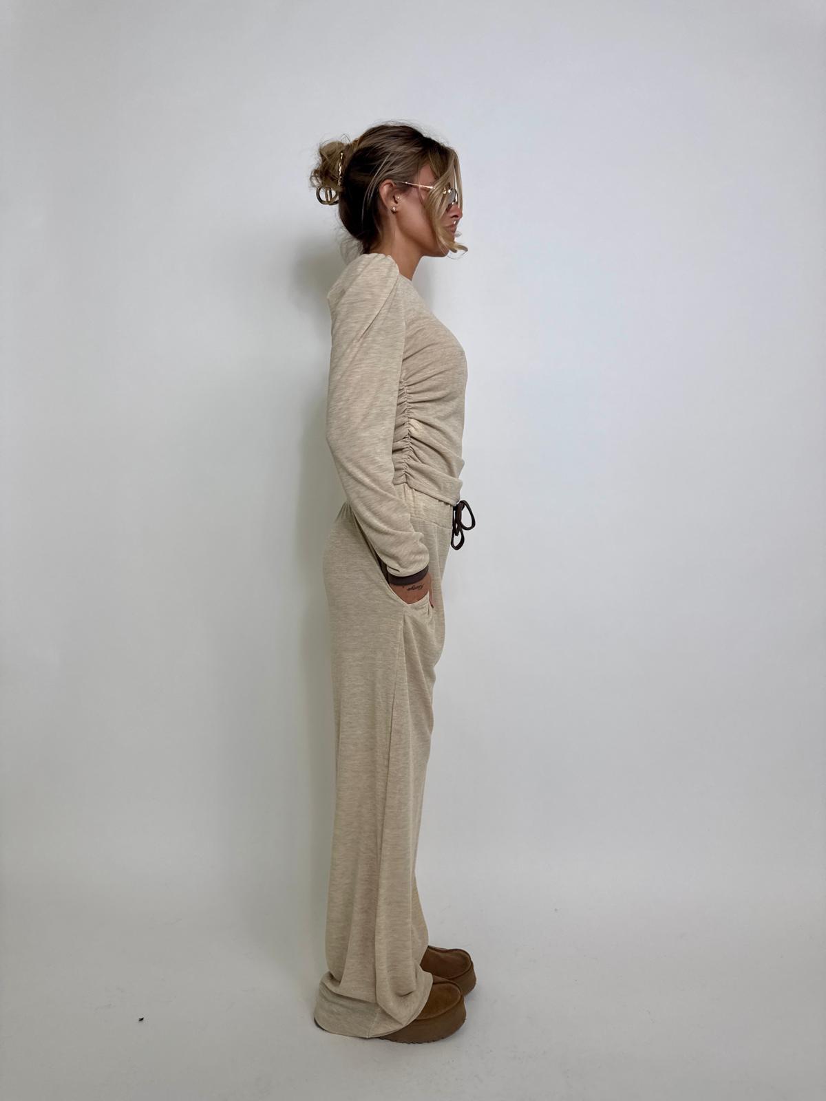 Sweetie lounge set - oatmeal with brown