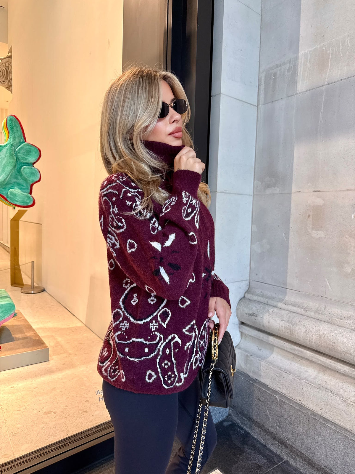 Quarter zip Bandana jumper - burgundy