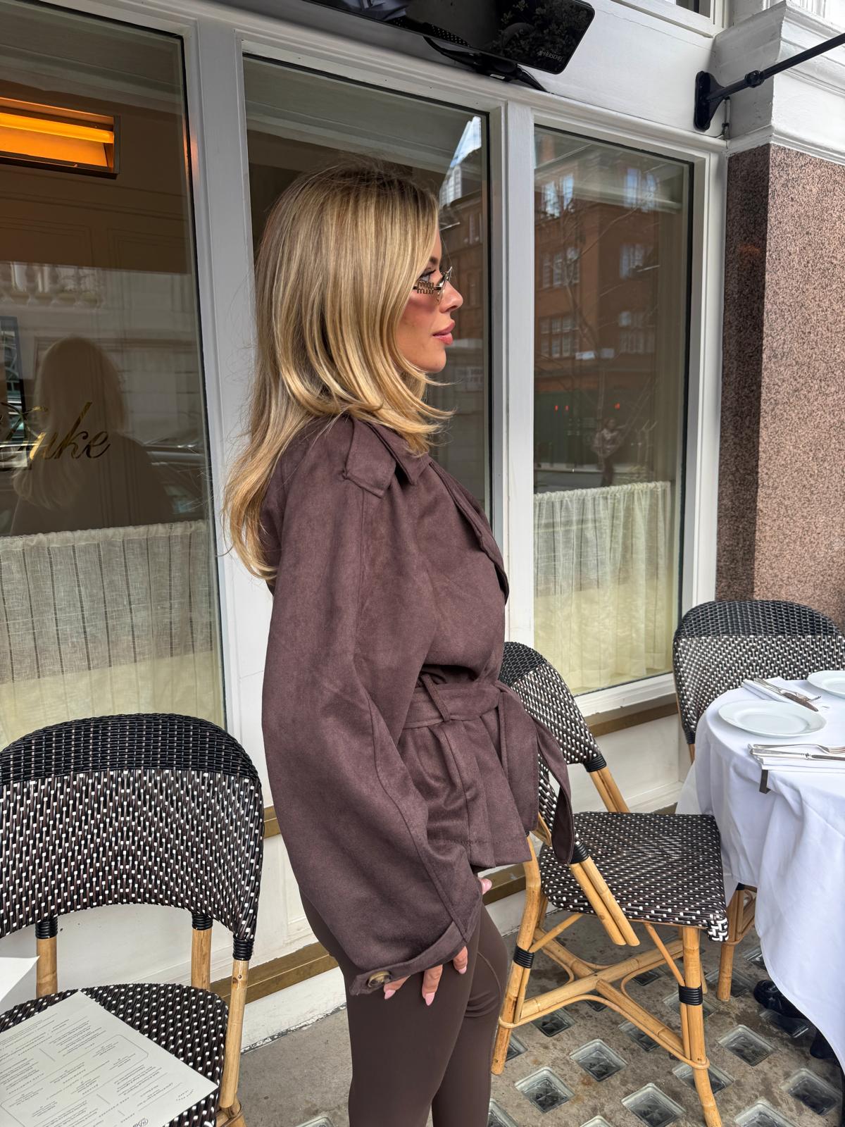 Suede trench jacket - brown